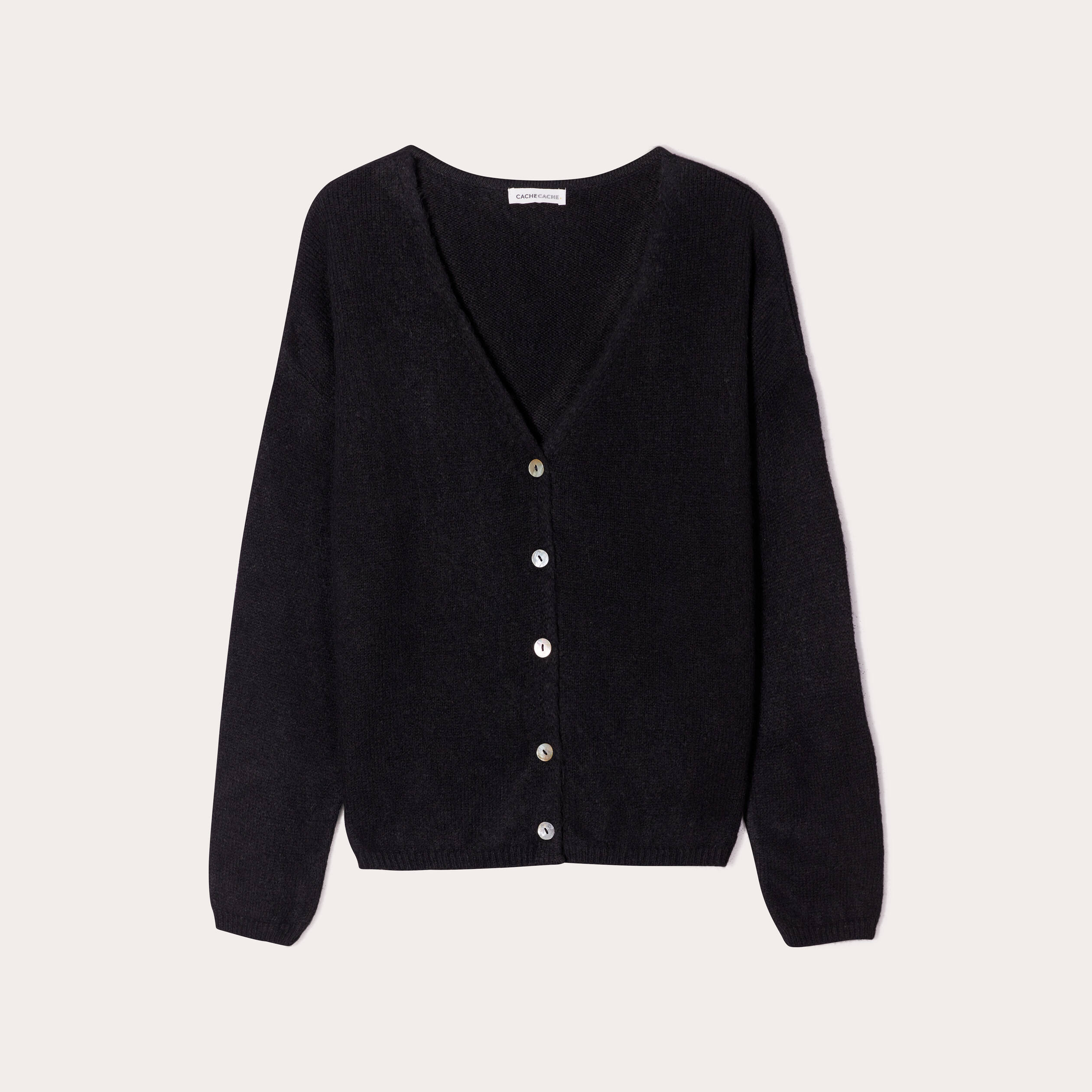 Gilet boutonn&eacute; avec col en V noir femme