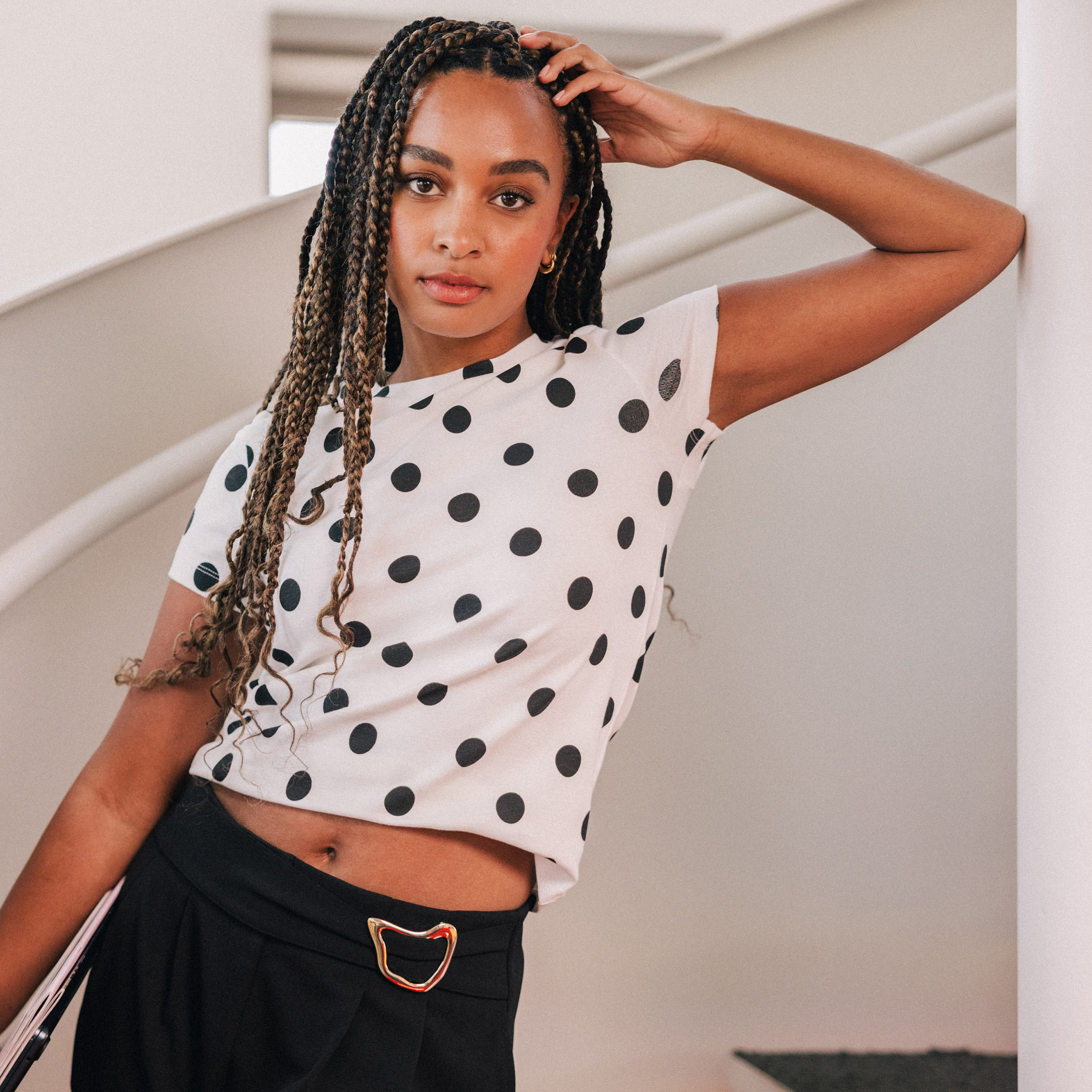 Top ajust&eacute; col rond manches courtes blanc femme