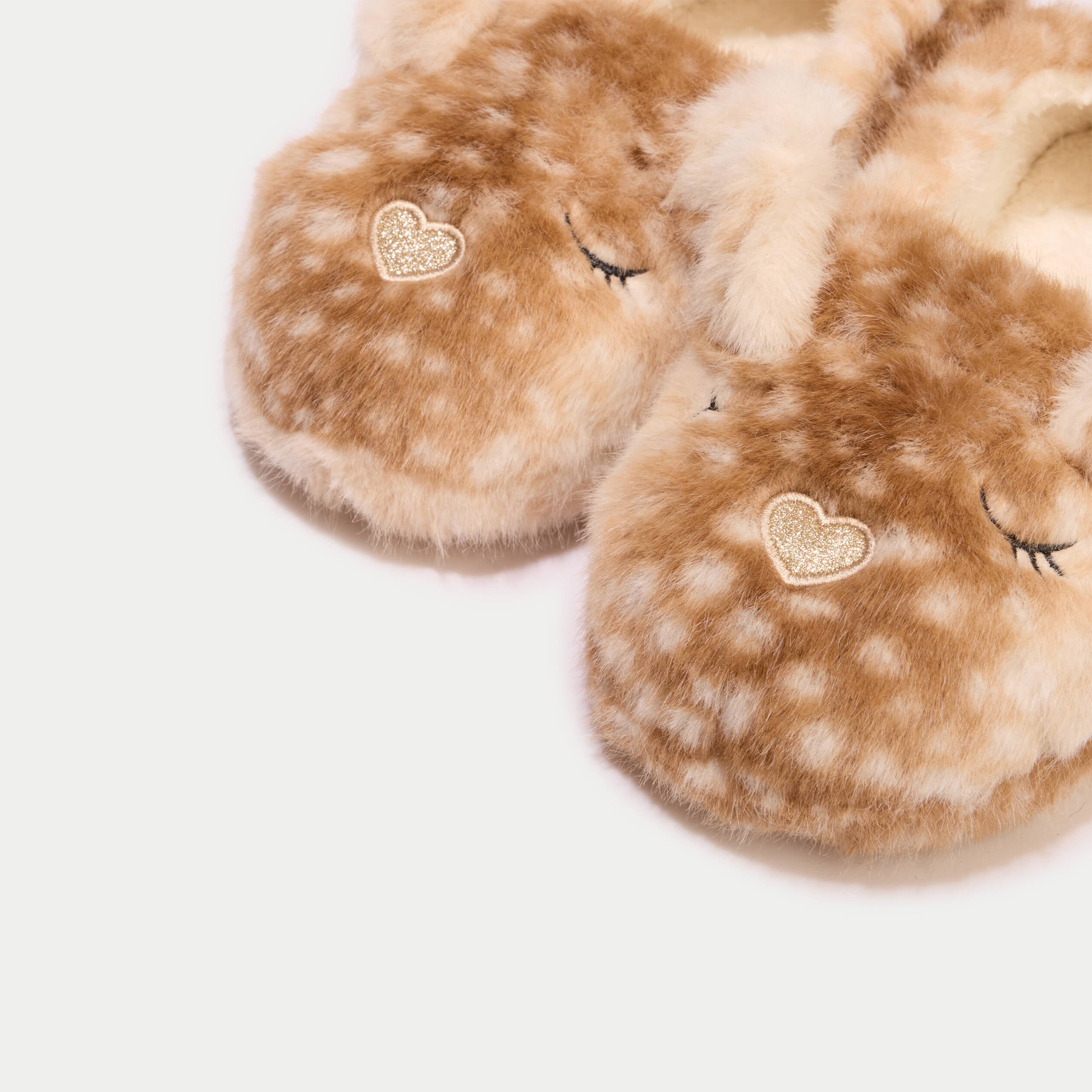 Chaussons en fausse fourrure sable femme