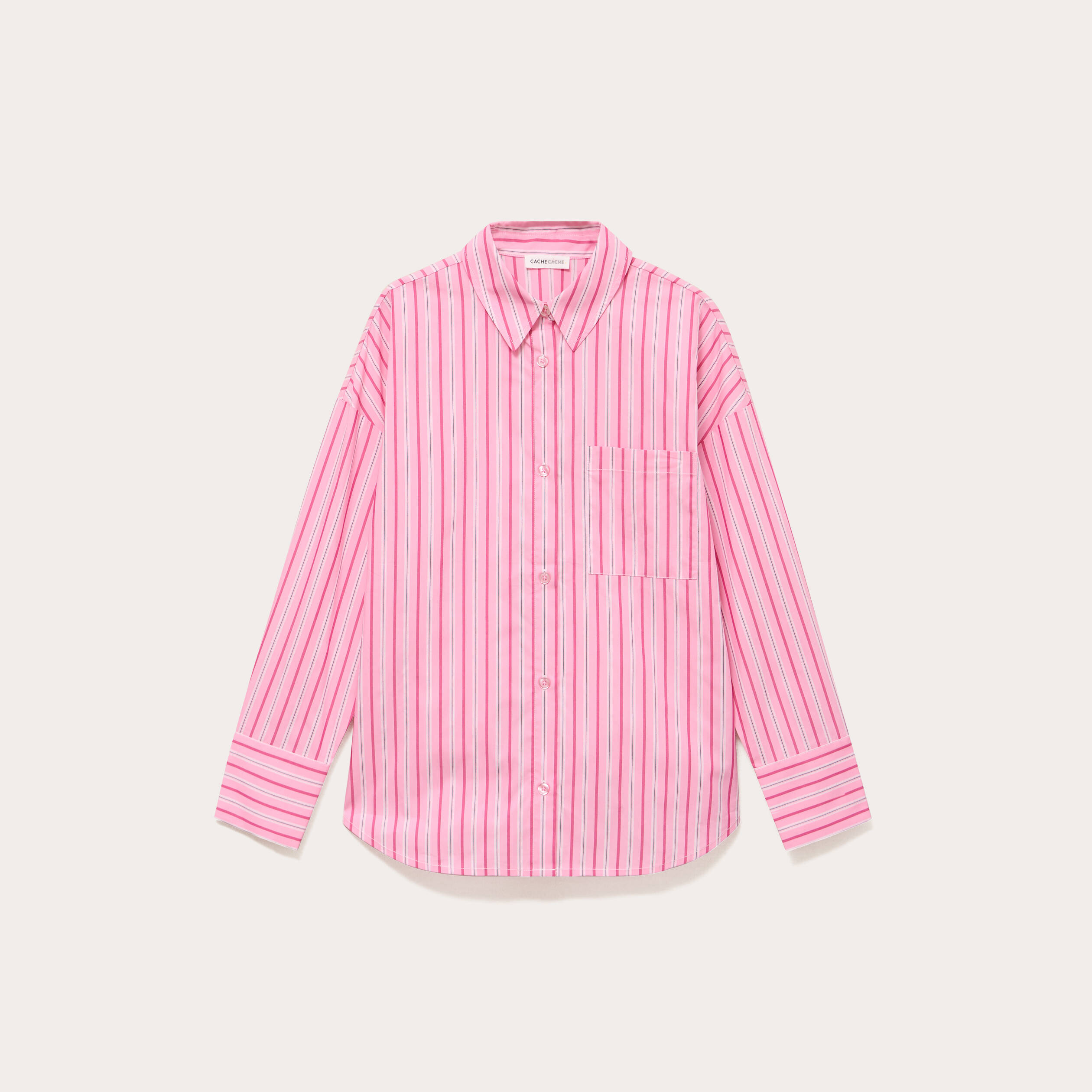 Chemise oversize col classique rose vif femme