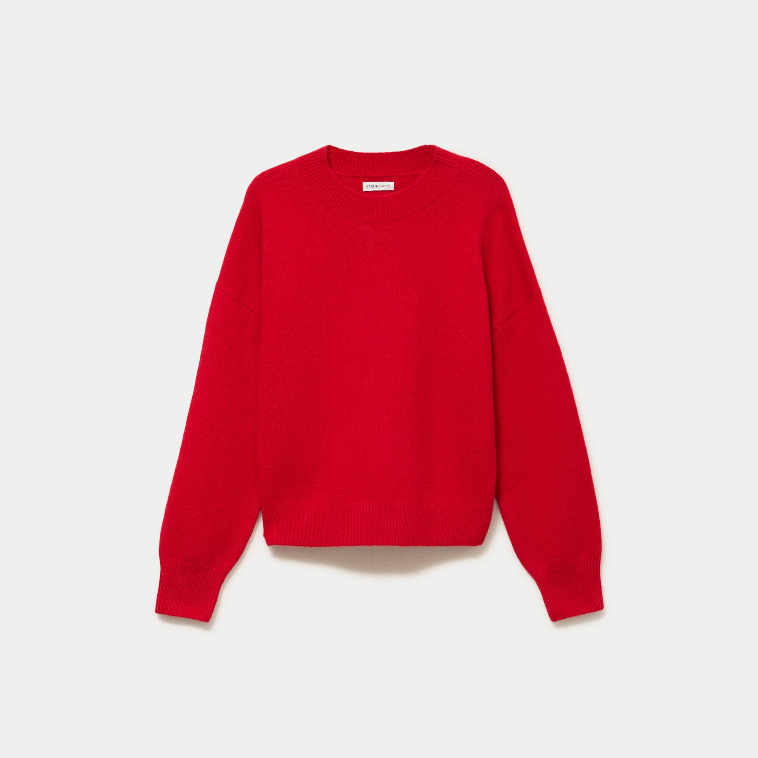 Pull col rond rouge femme