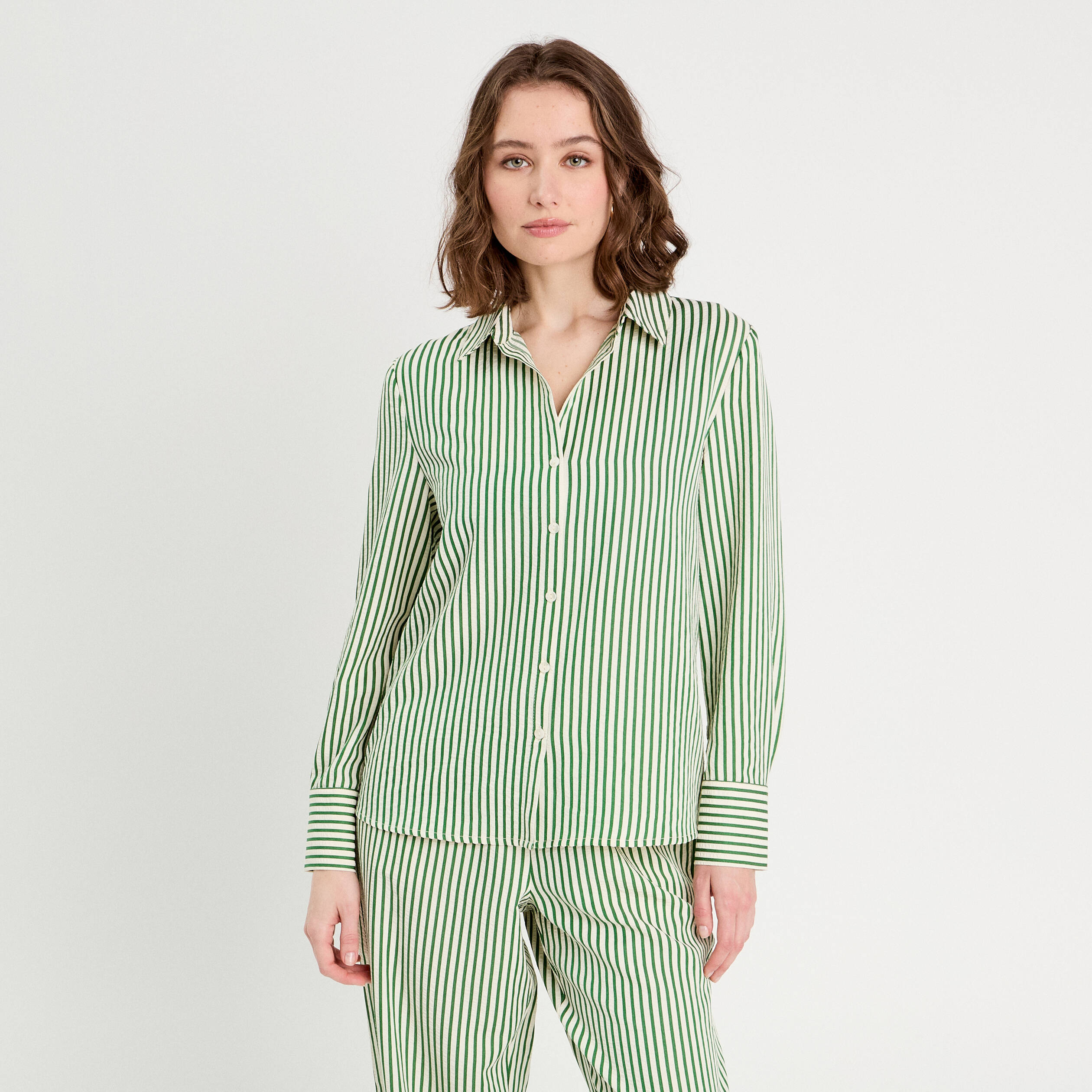 Chemise manches longues vert fluo femme