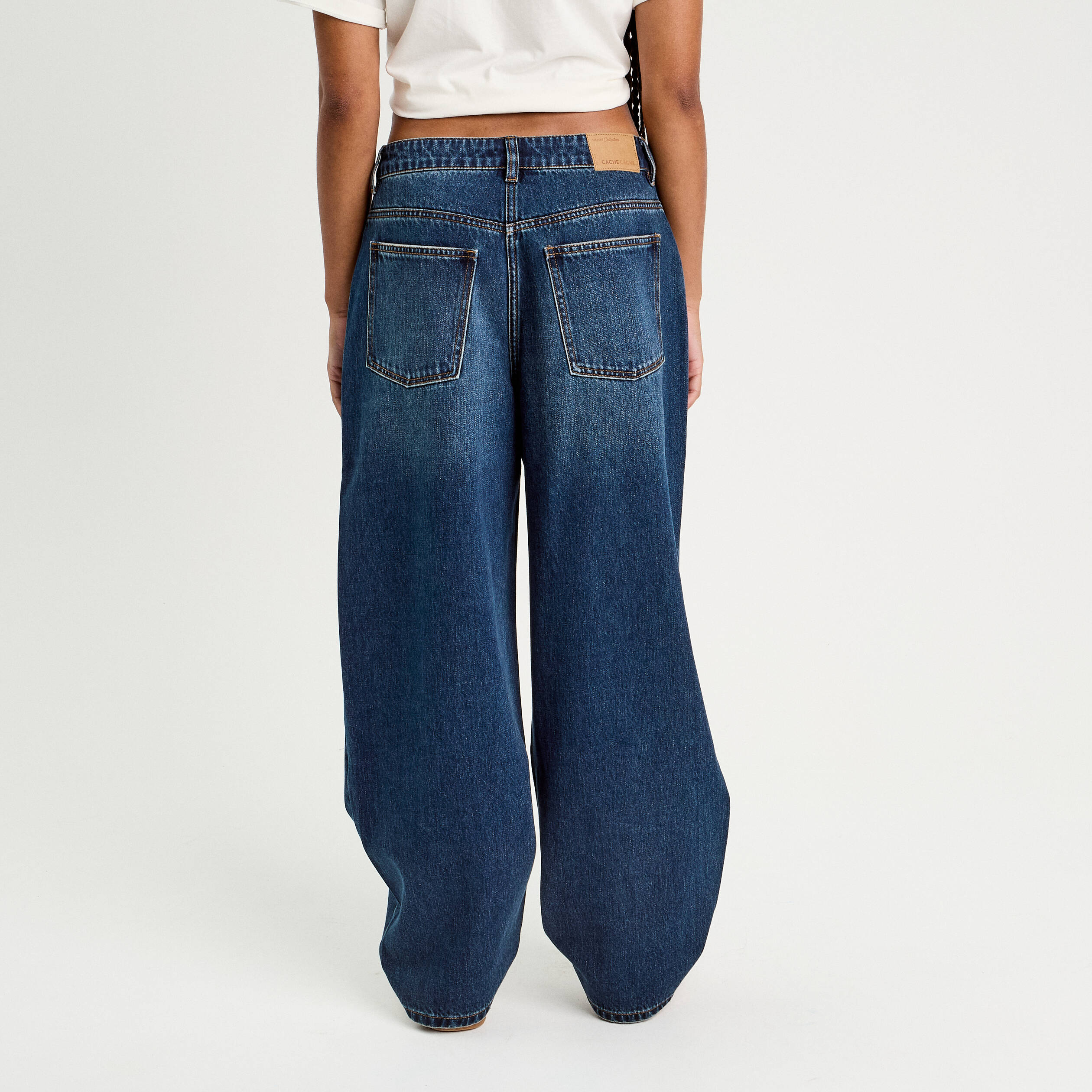 Jeans baggy taille basse denim stone femme