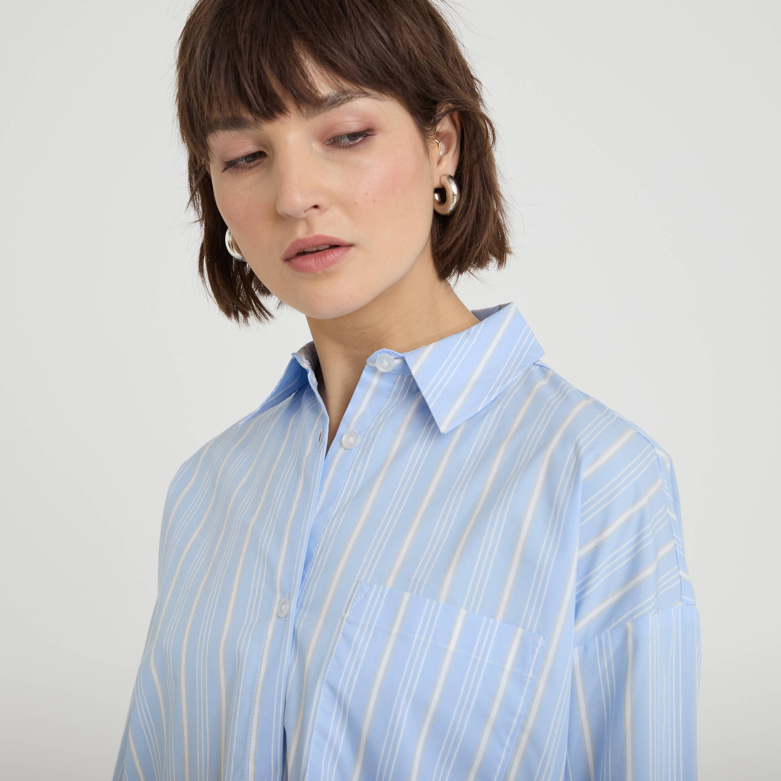 Chemise Femme Essex Classics Coolmax Show - Taille 32 Bleu Clair Col Fleuri