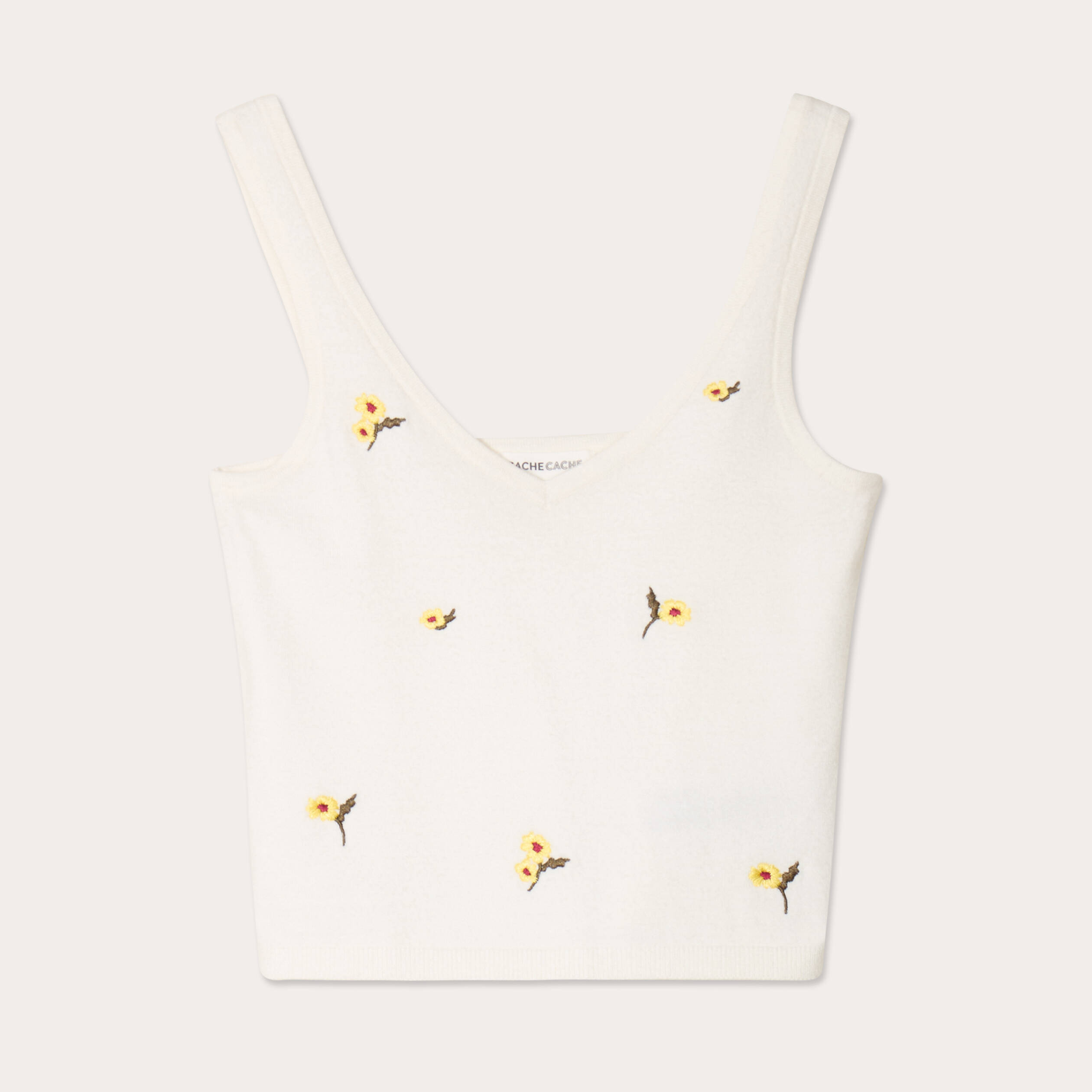 D&eacute;bardeur tricot brod&eacute; ecru femme