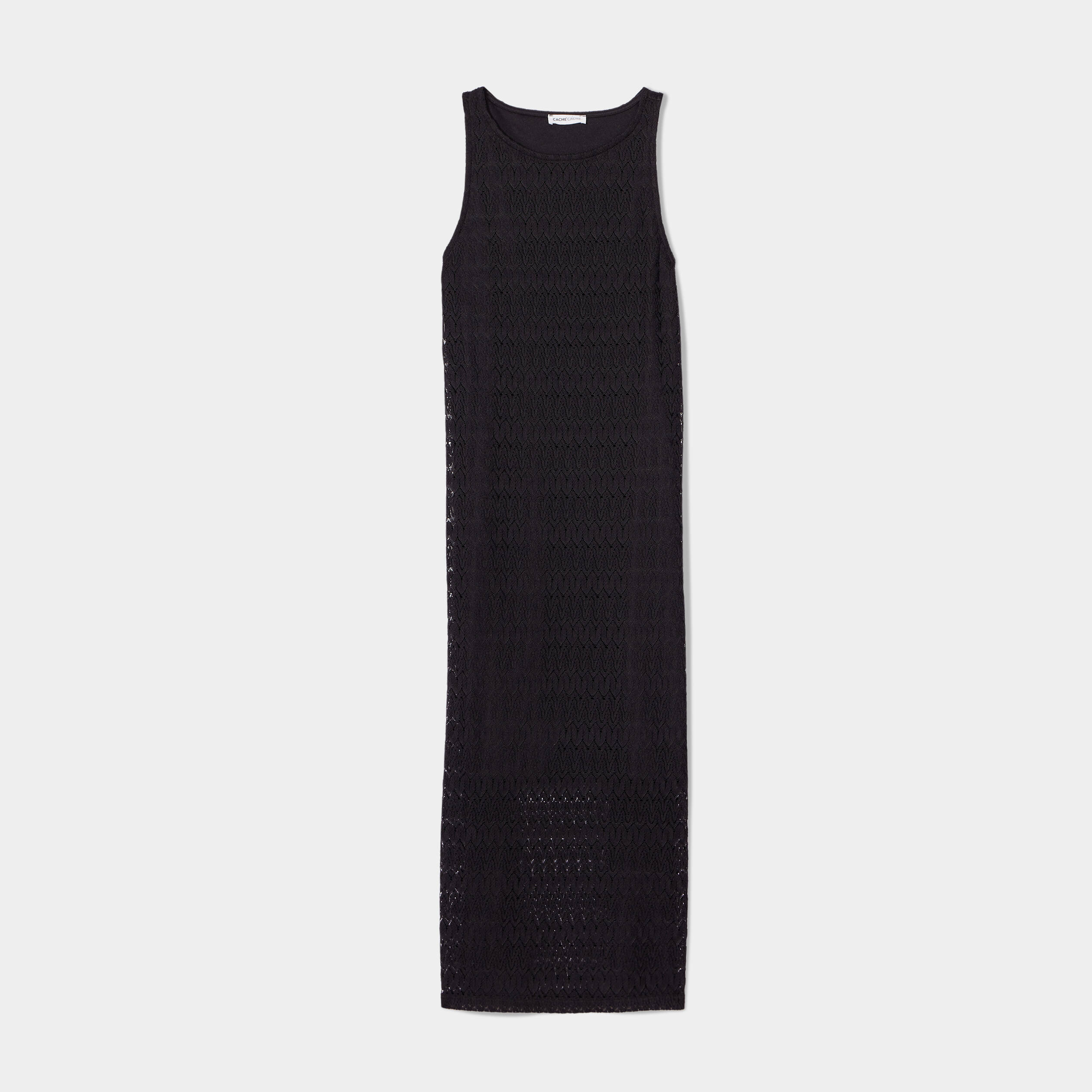robe longue droite ajouree noir femme Robe longue droite ajourée noir femme