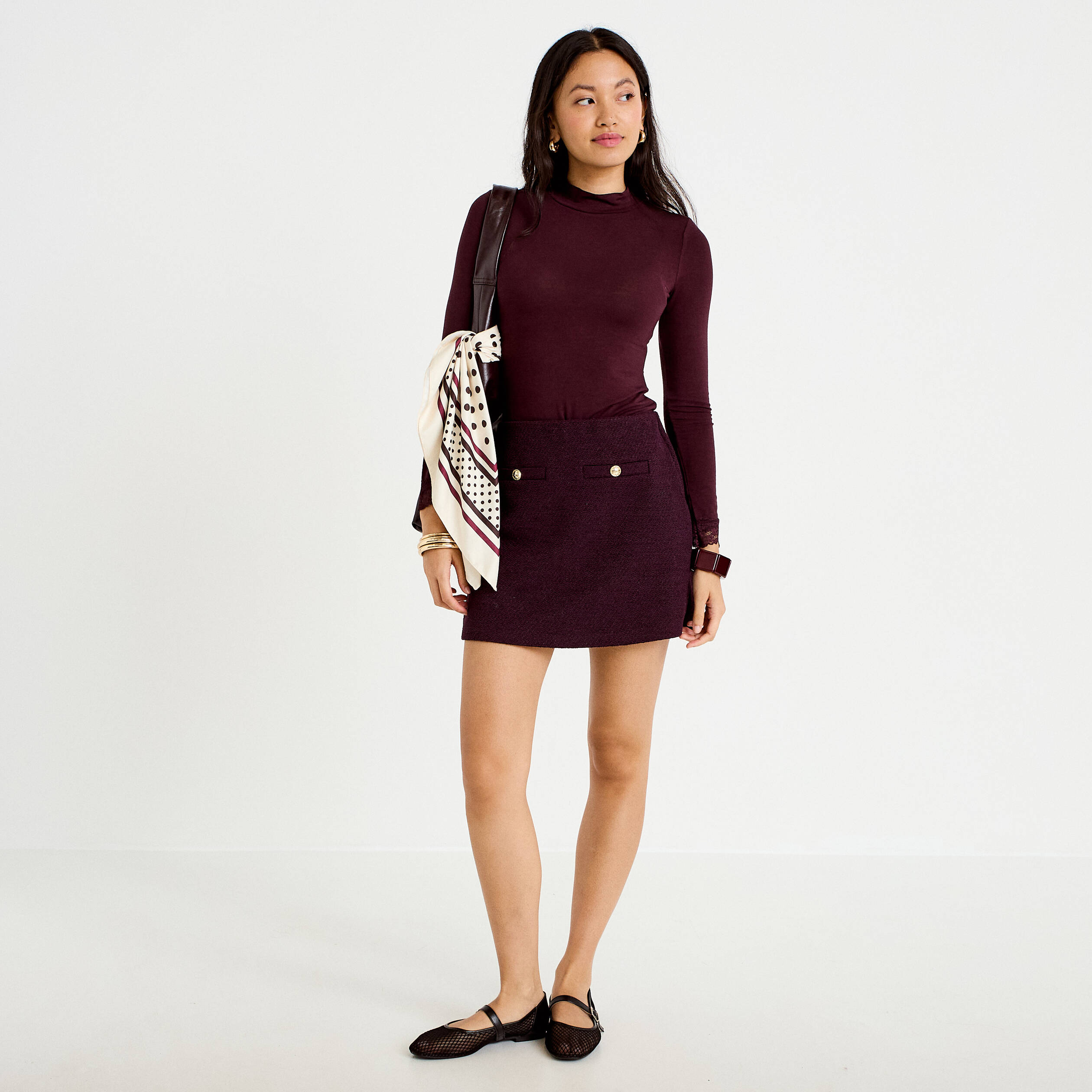 Jupe-short courte violet fonc&eacute; femme