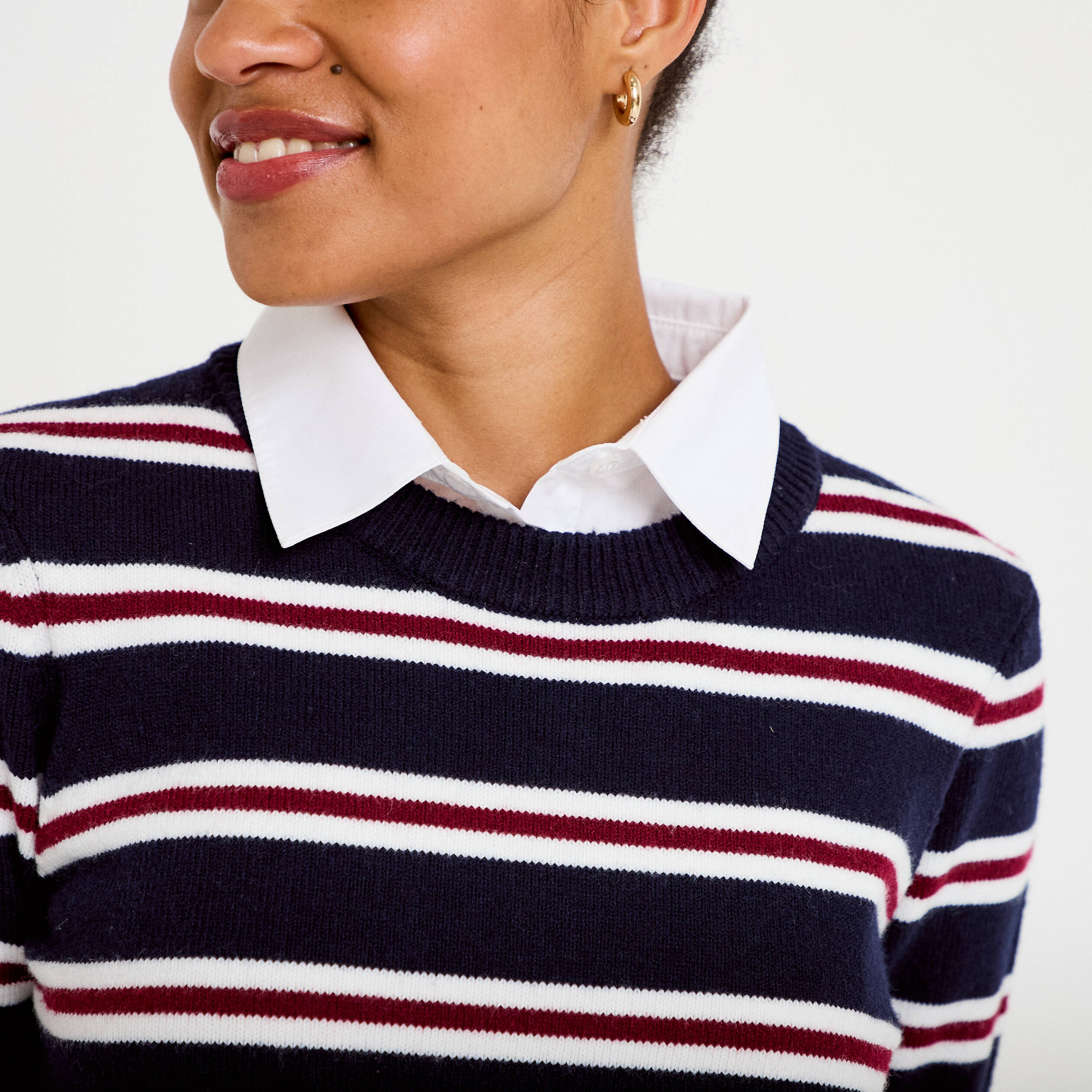 Pull 2-en-1 chemise bleu marine femme