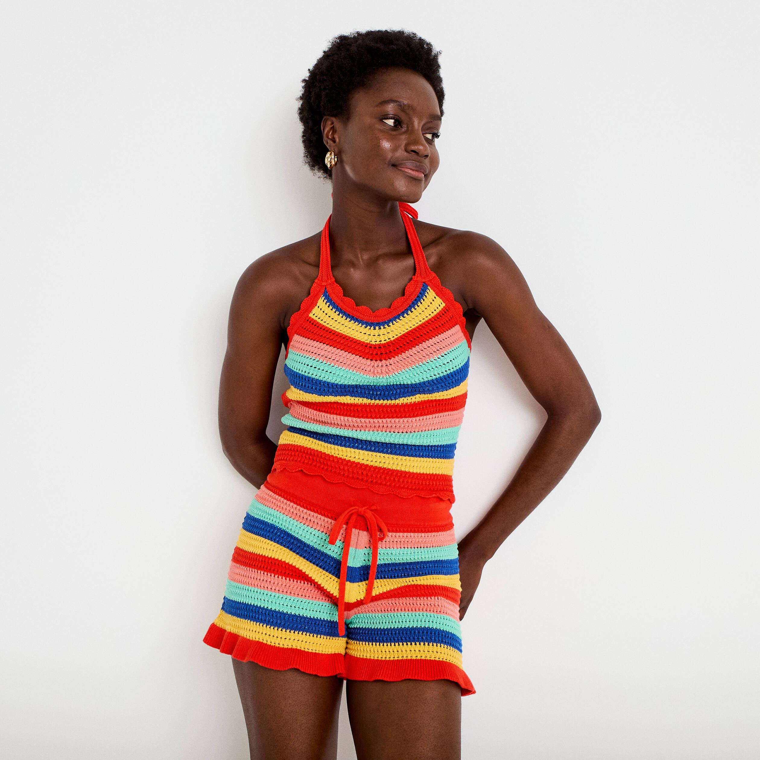 D&eacute;bardeur dos nu en crochet rouge femme