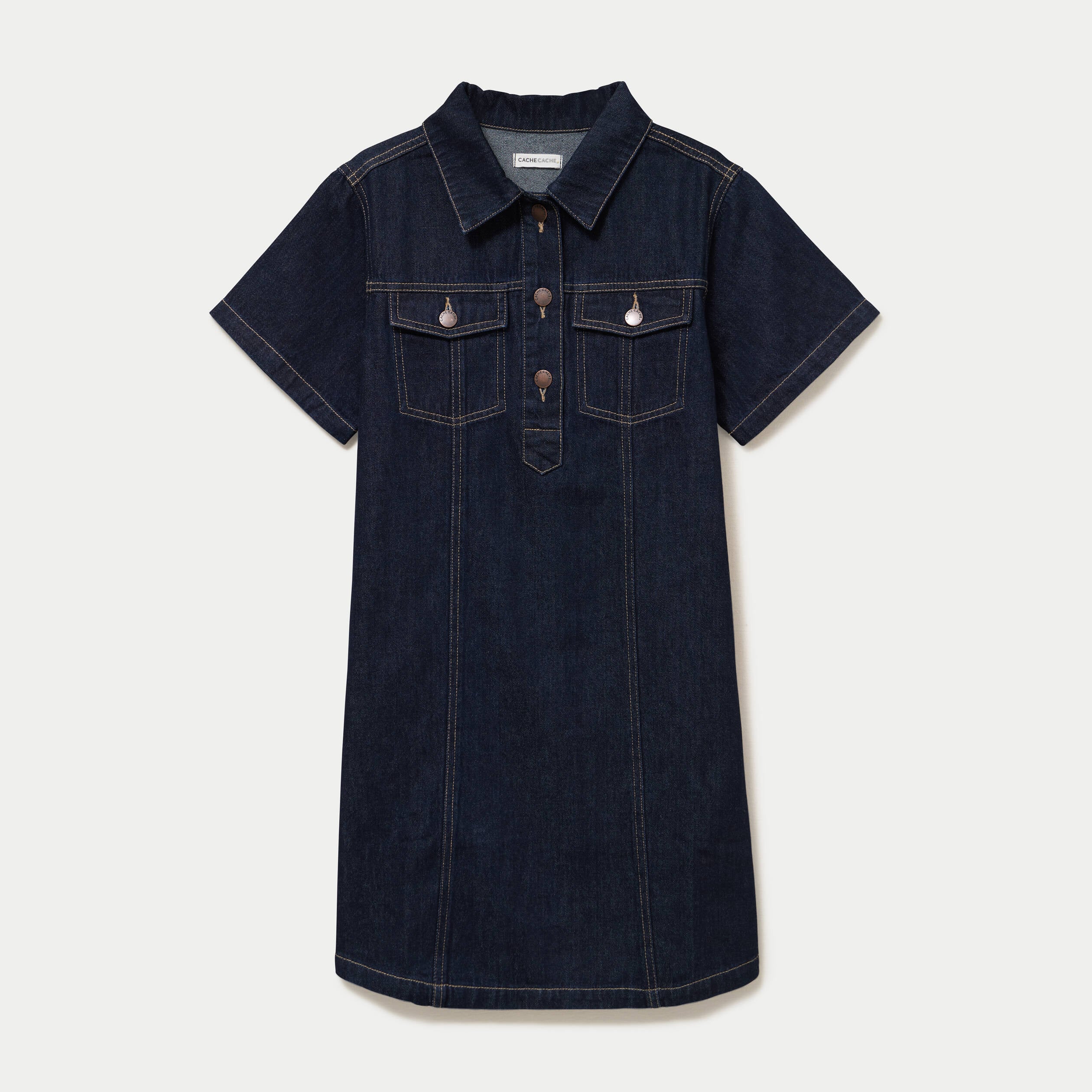 Robe droite en jean denim brut femme