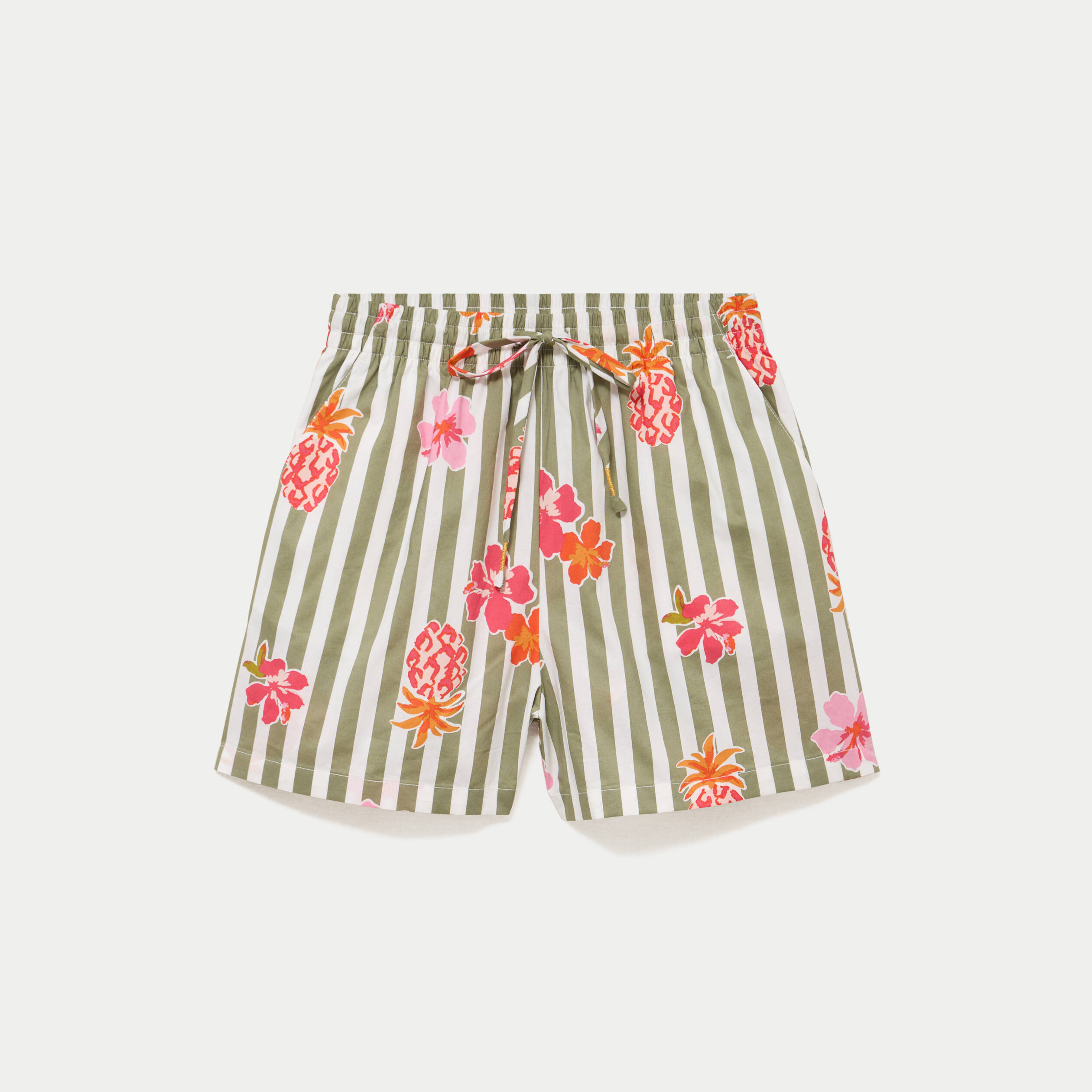 Short coupe droite large blanc femme
