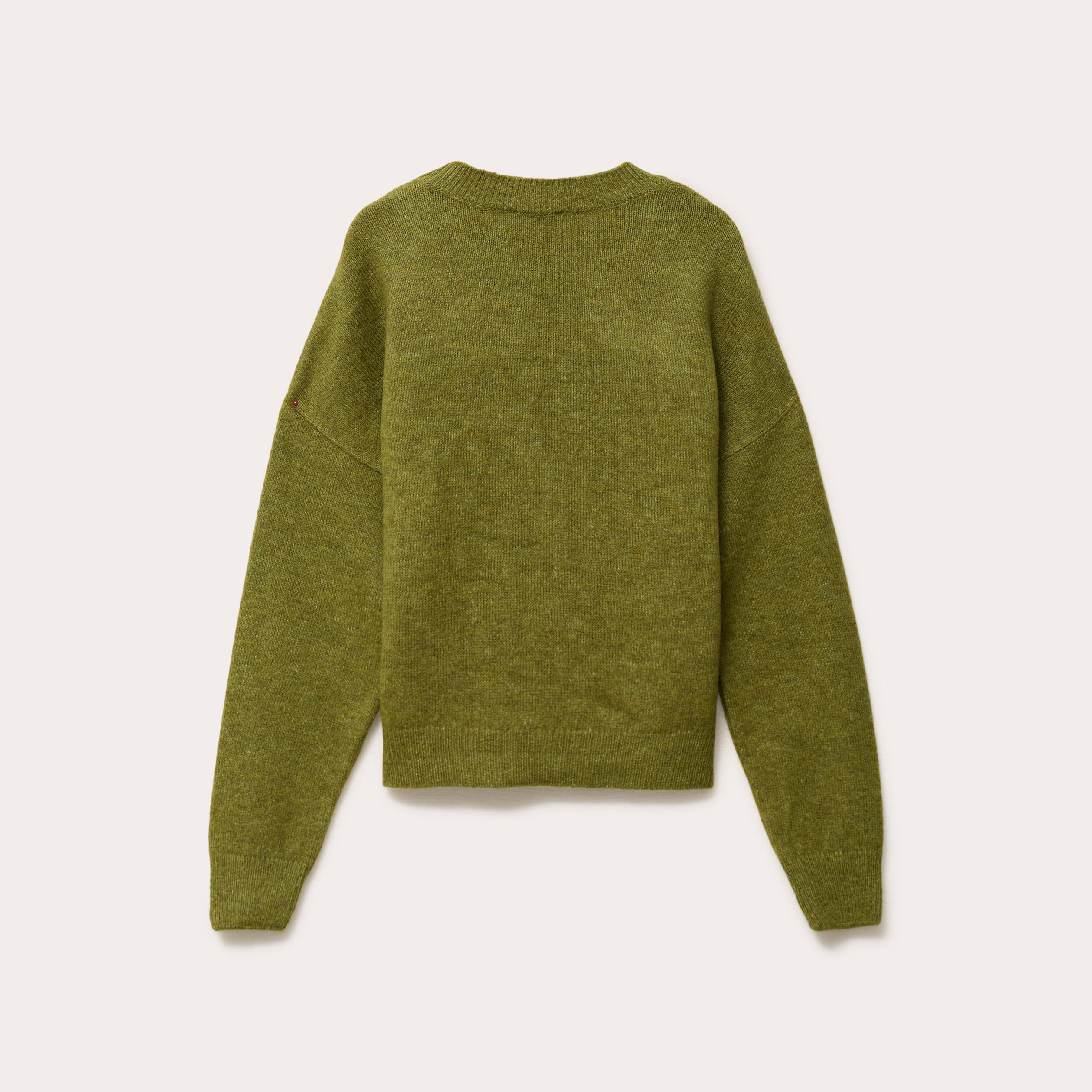 Pull col rond manches longues vert fonc&eacute; femme