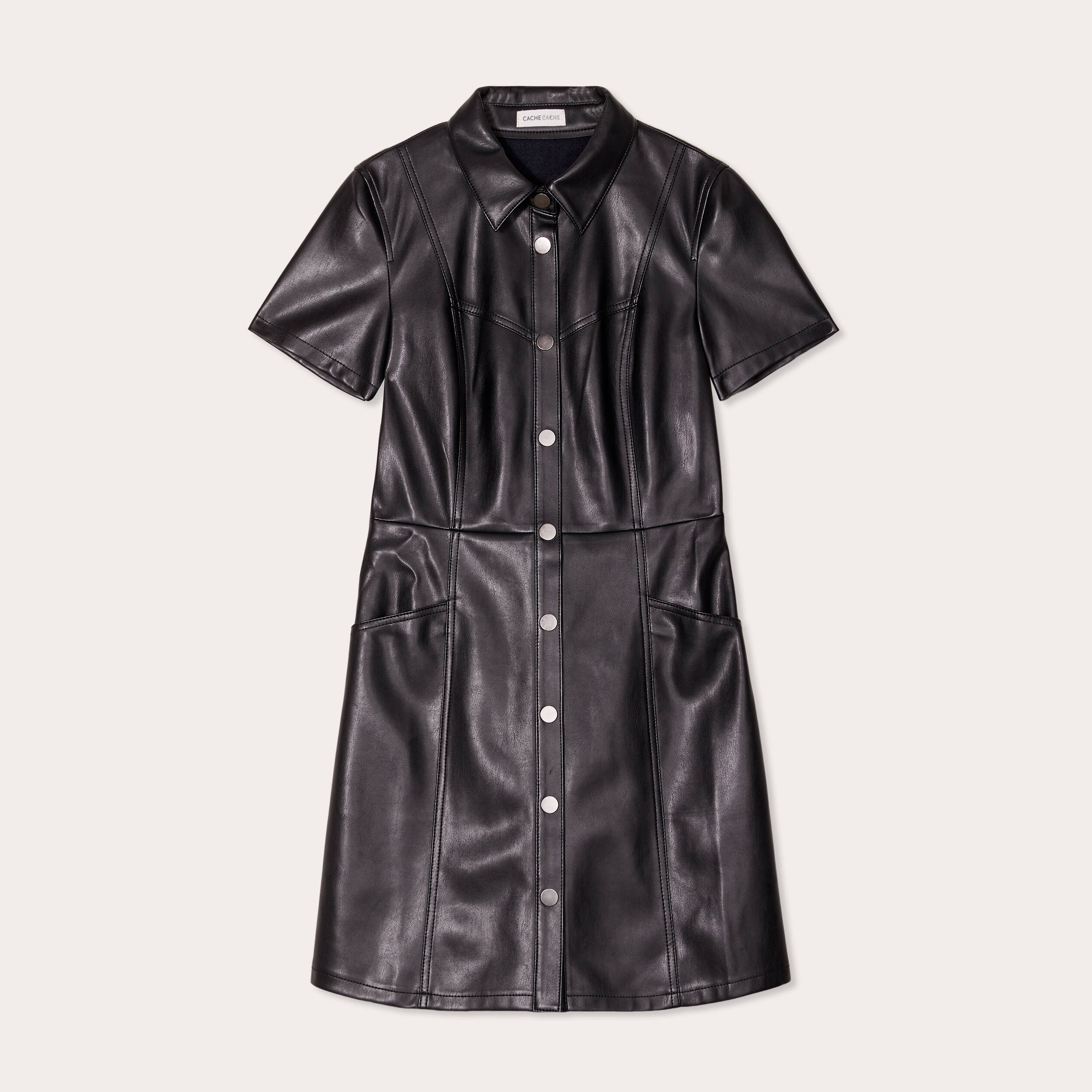Robe chemise simili cuir hotsell