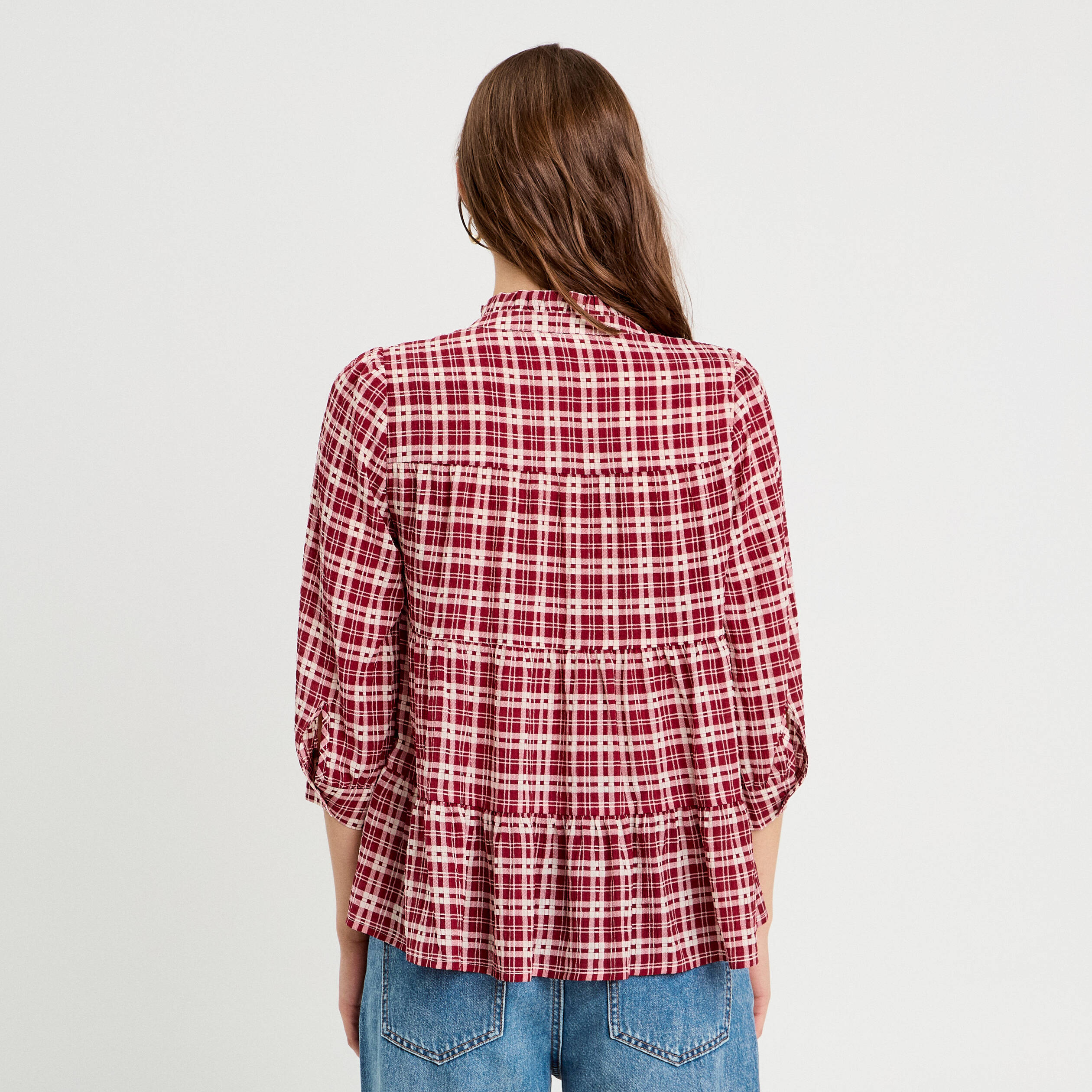 blouse manches 34 bordeaux femme Blouse manches 3/4 bordeaux femme