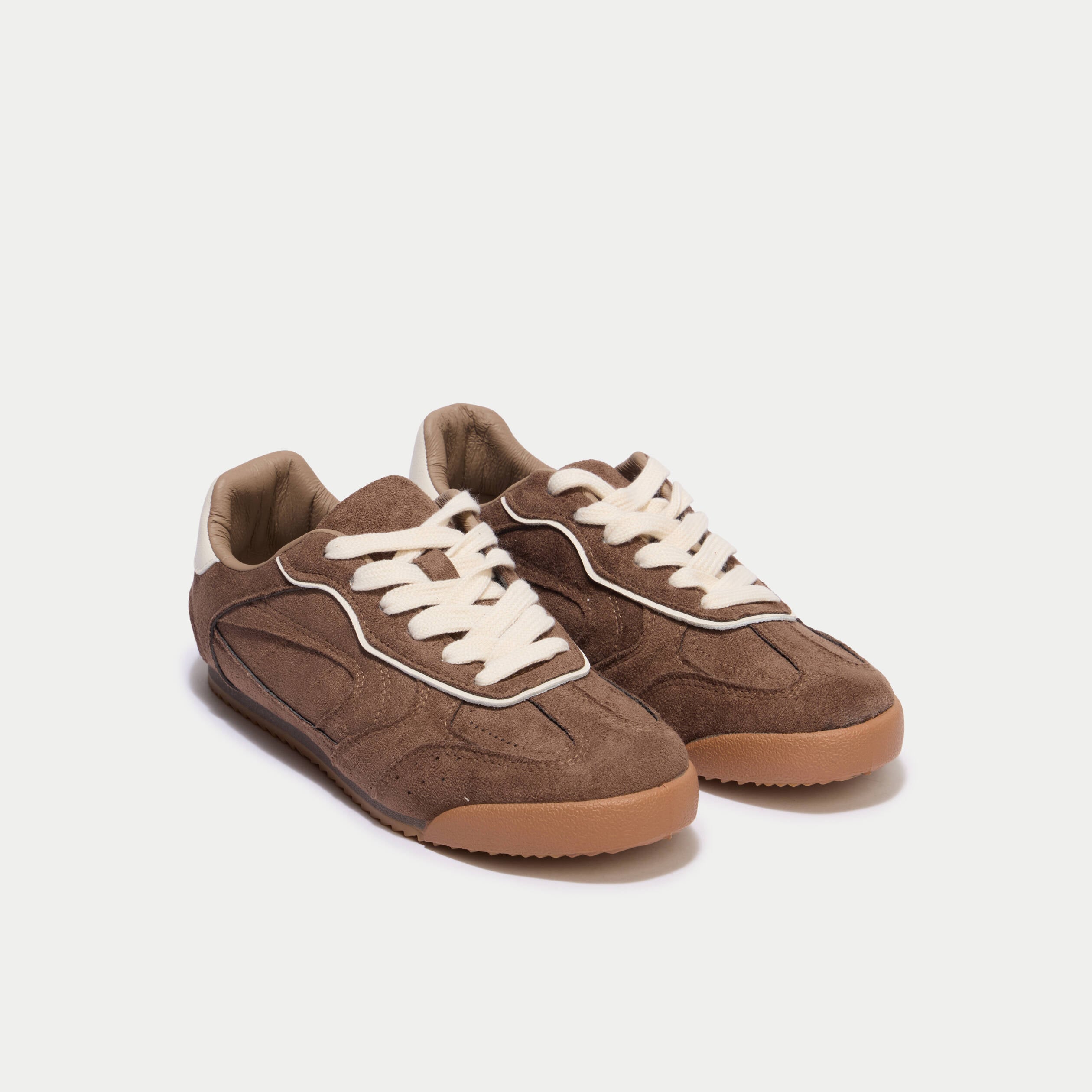 Basket aspect daim beige femme