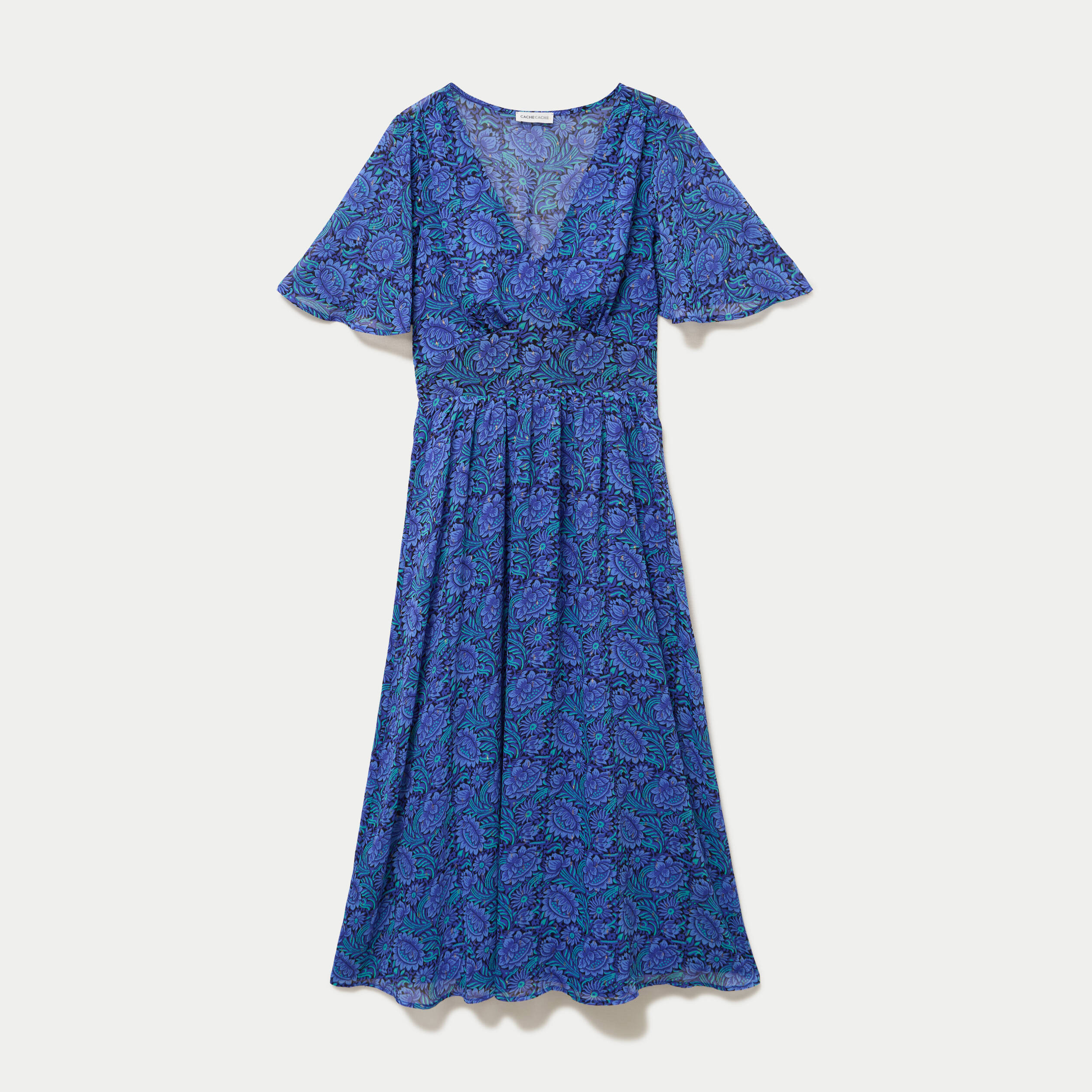 Robe longue &eacute;vas&eacute;e col en V noir femme