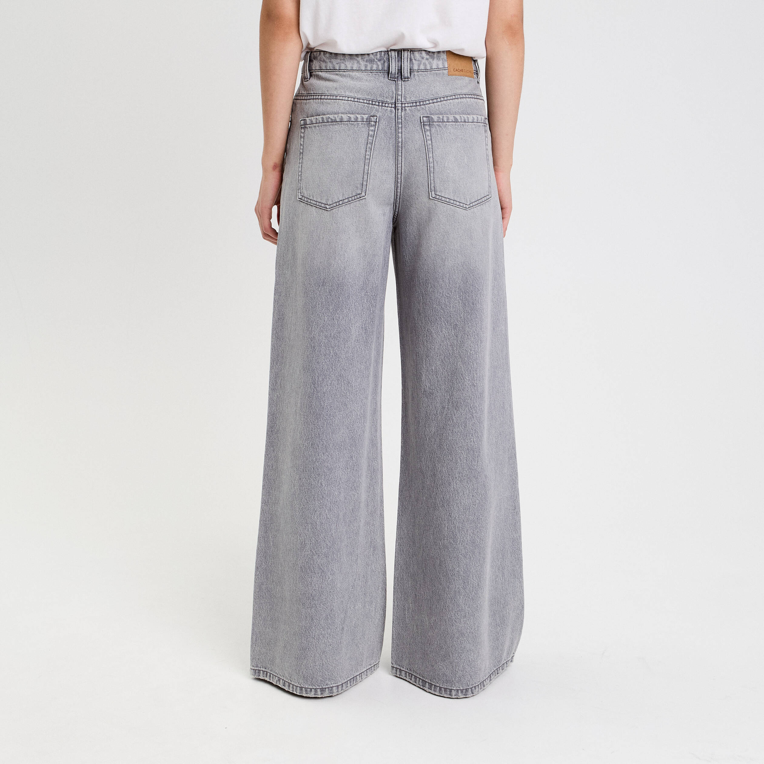 jeans wide leg ultra large denim gris femme Jeans wide leg ultra large denim gris femme