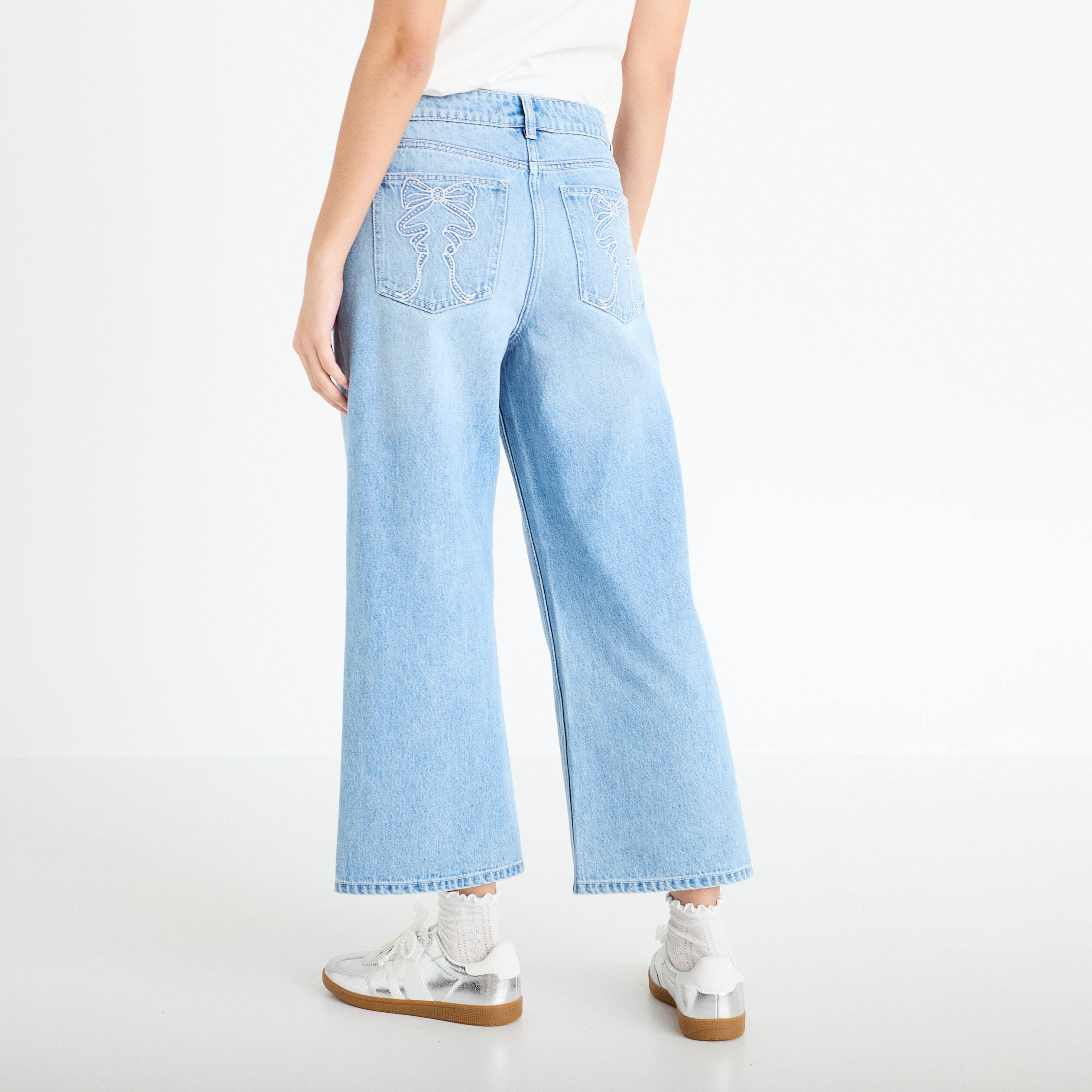 Jean wide leg cropped Bridgerton denim triple stone femme