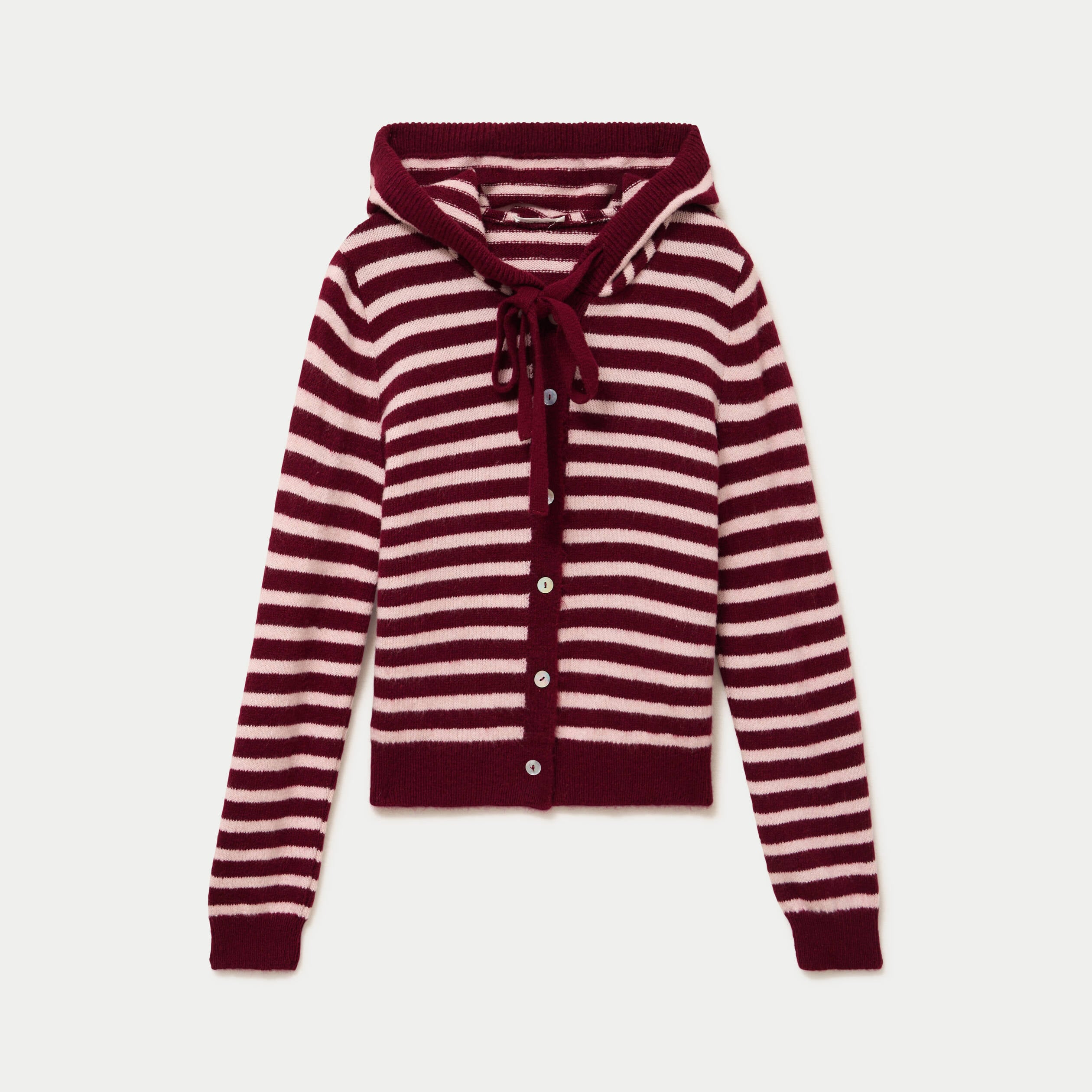 Gilet &agrave; capuche manches longues bordeaux femme