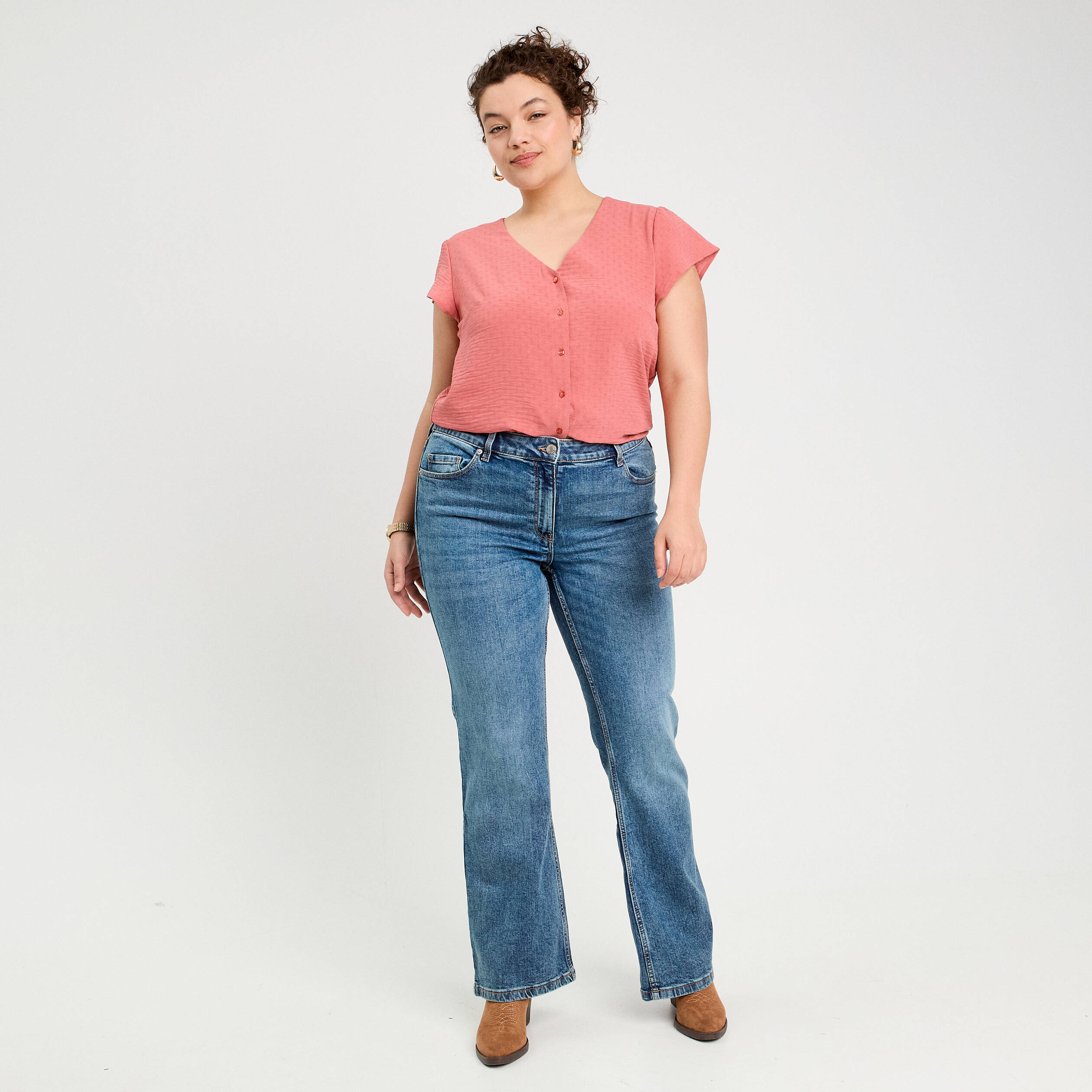 Jeans flare denim double stone femme