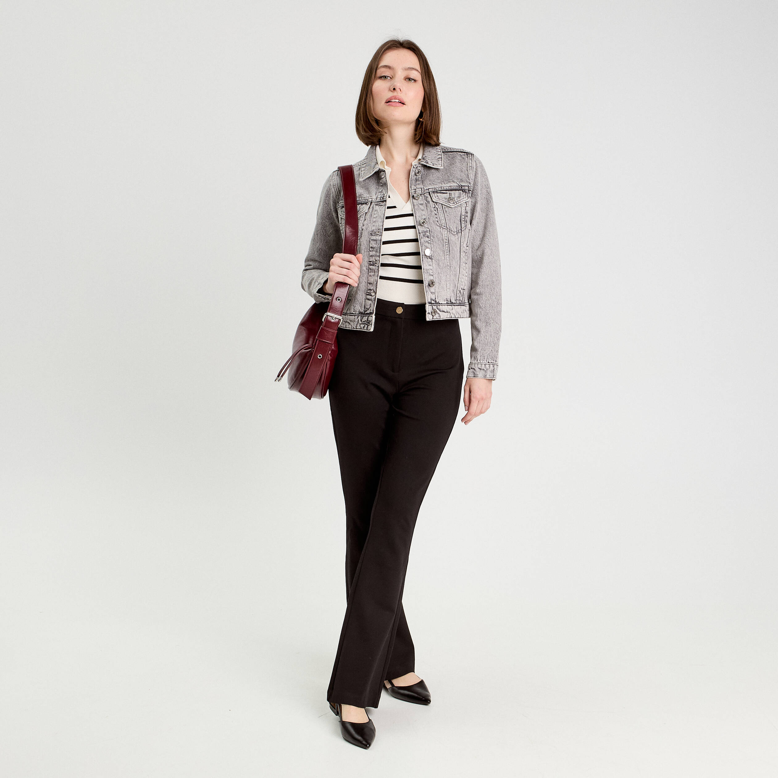 veste boutonnee en jean denim gris femme Veste boutonnée en jean denim gris femme