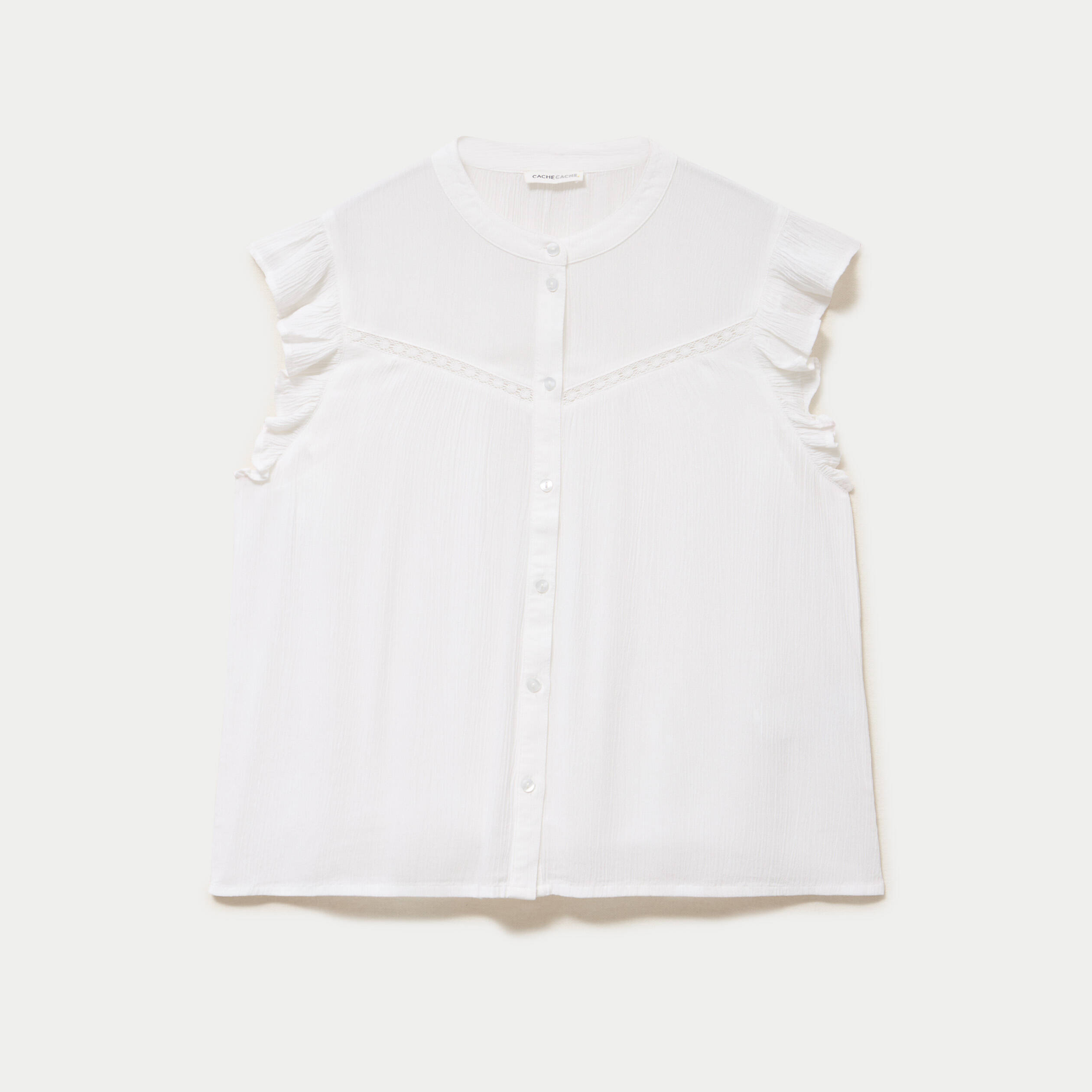 Top ample sans manches col carr&eacute; blanc femme