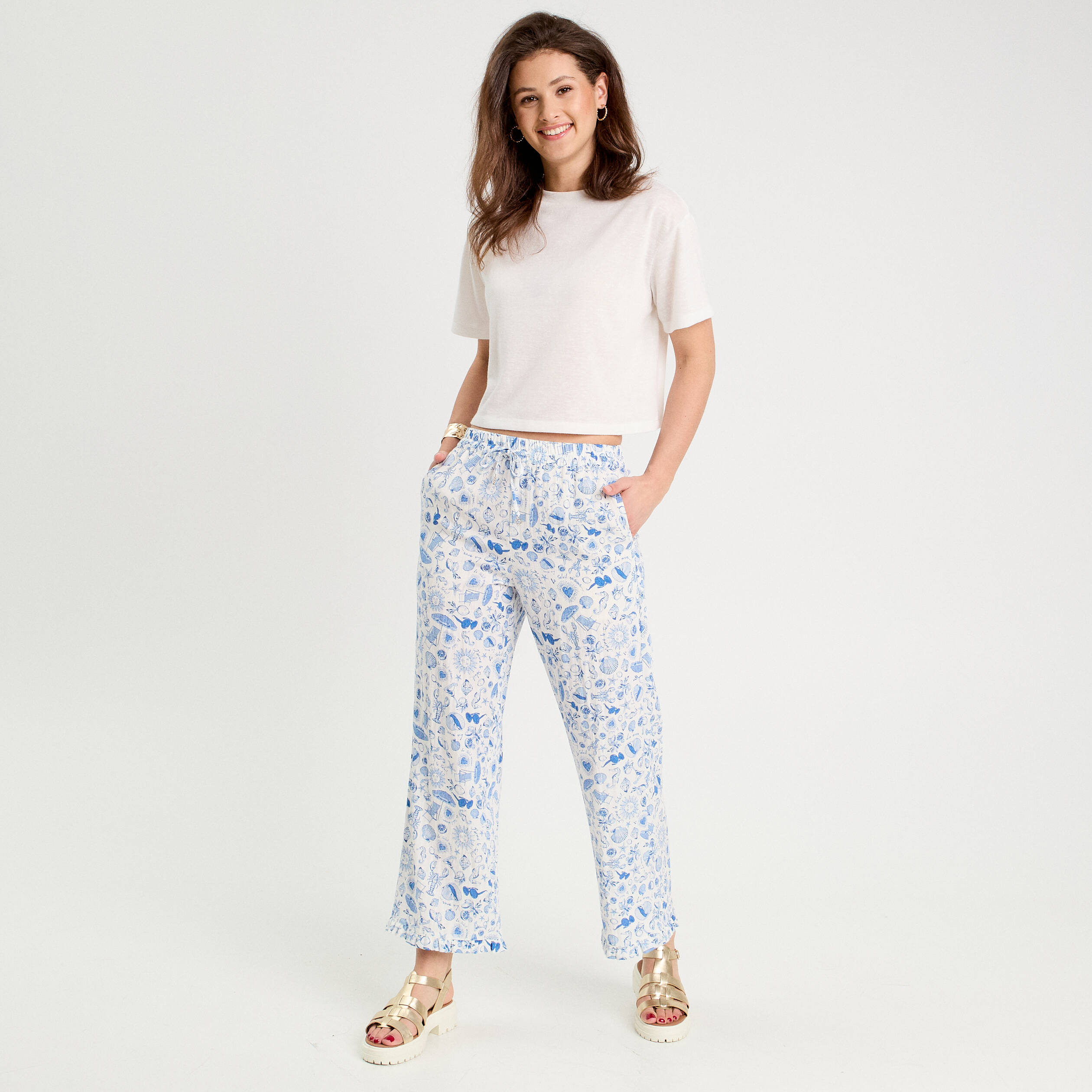 pantalon large bleu roi femme Pantalon large bleu roi femme