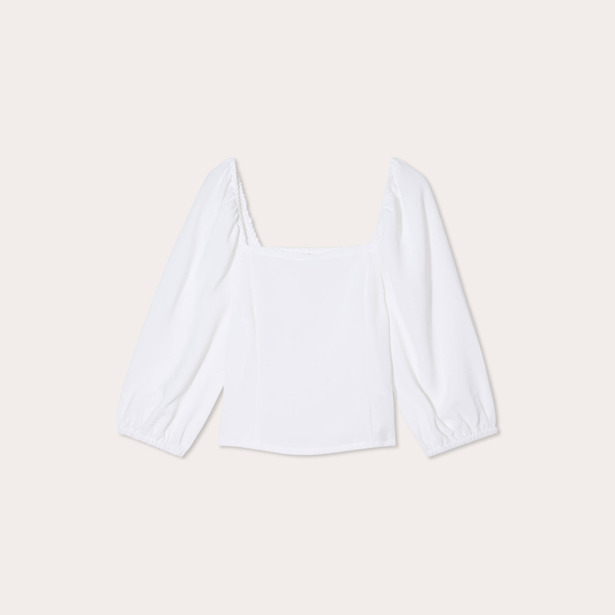 Blouse encolure carr&eacute;e ecru femme