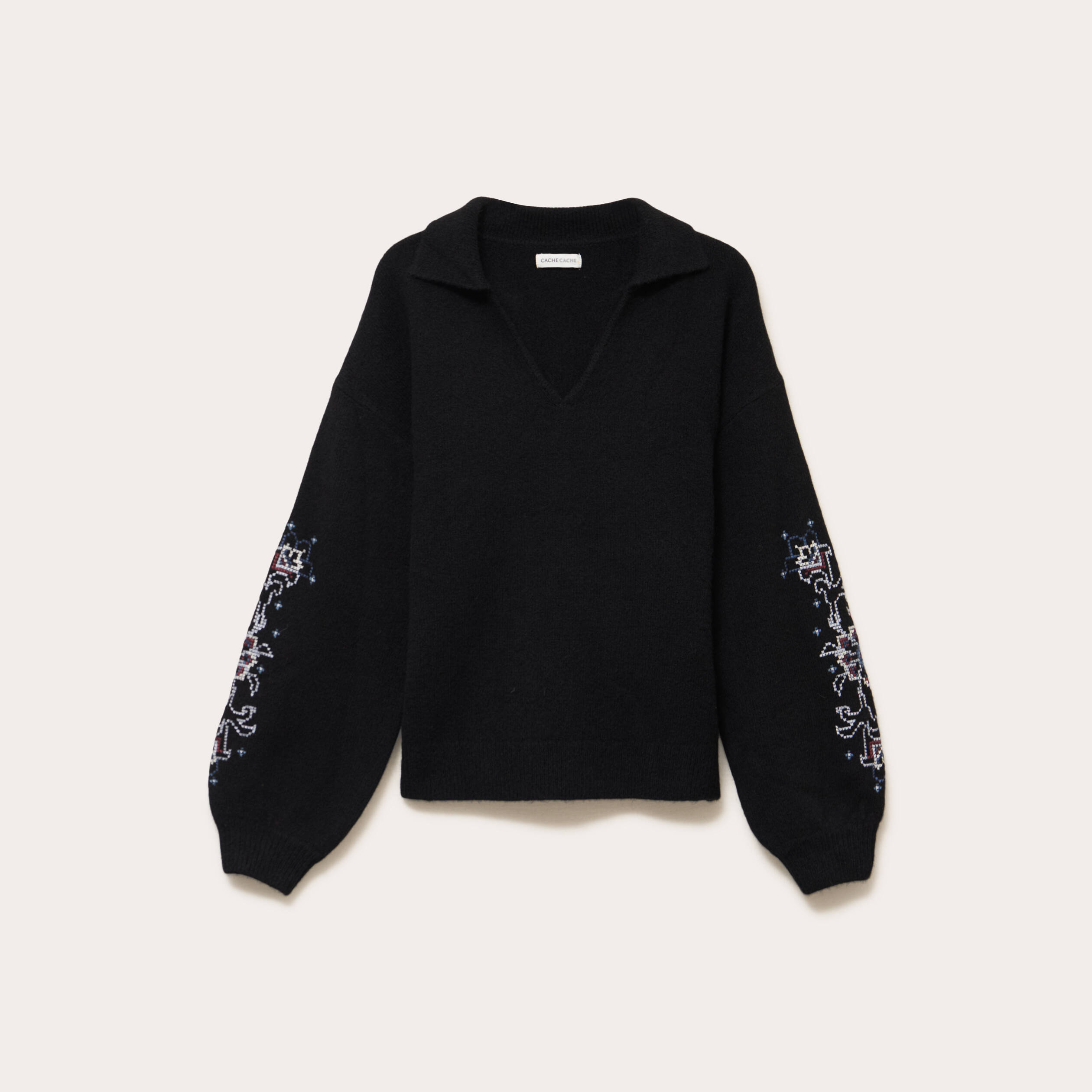 BOSS - Pull Regular en laine vierge avec logo brodé - Bleu foncé