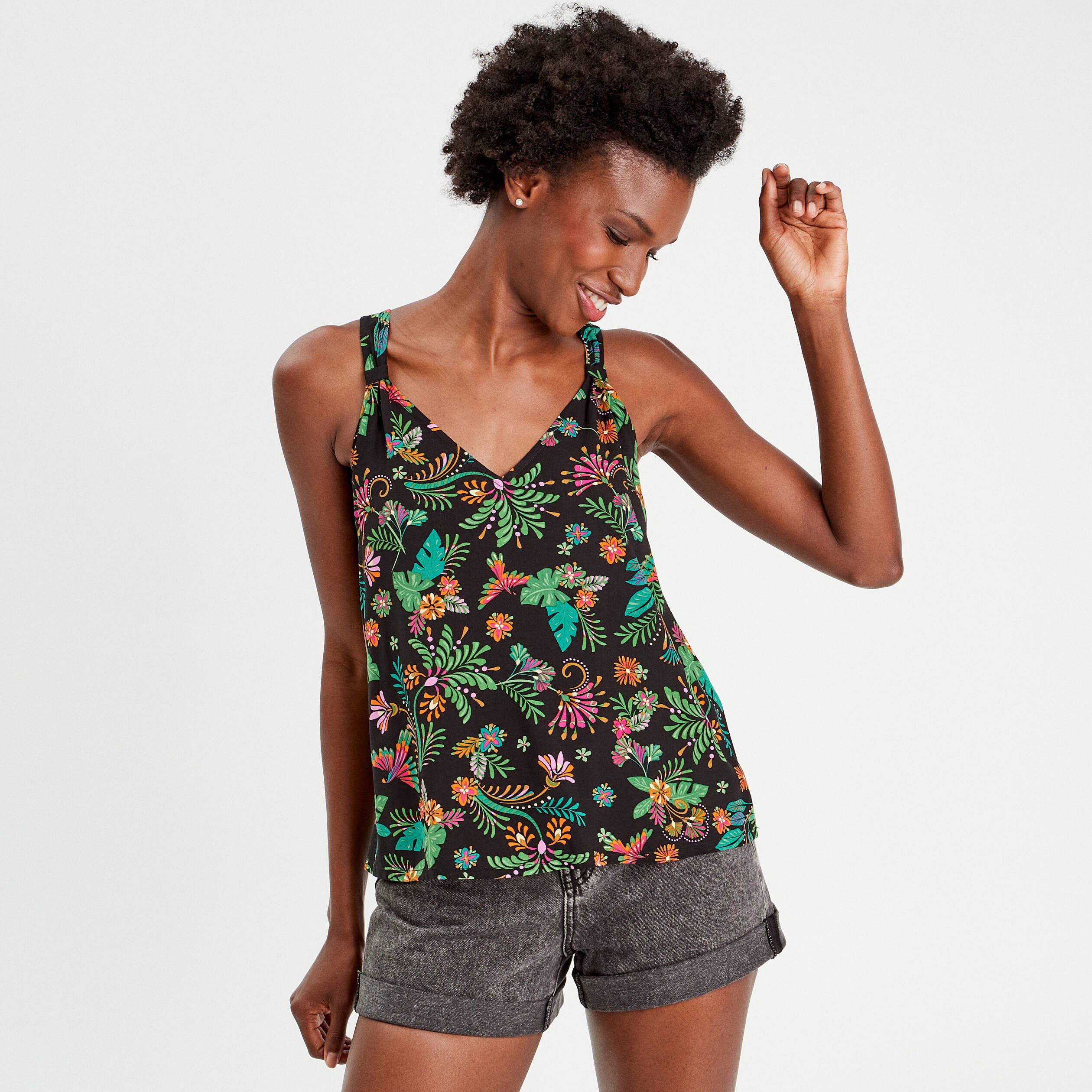 Blouse bretelles fines noir femme Vibs