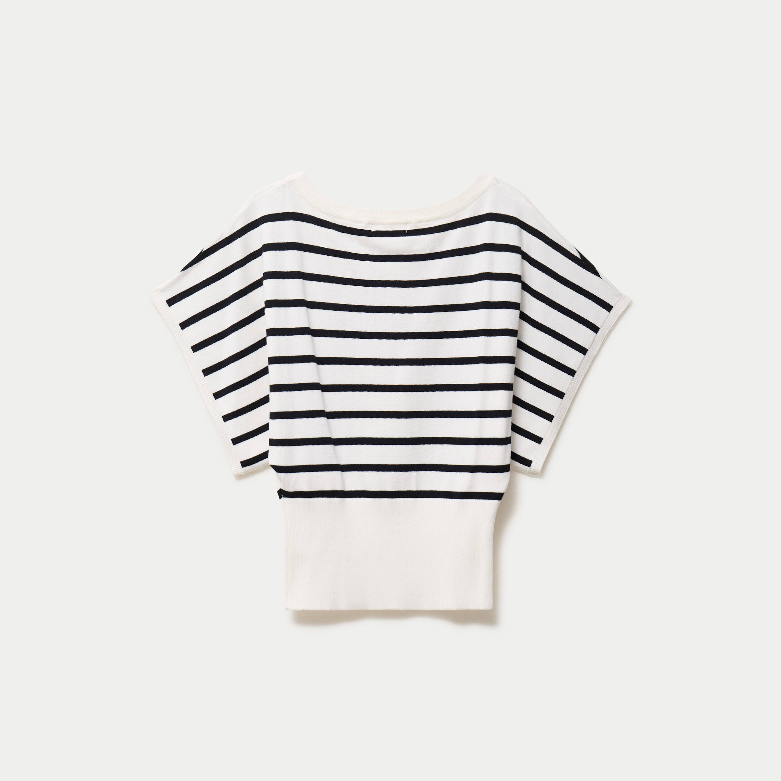 Pull ample manches courtes col rond blanc femme