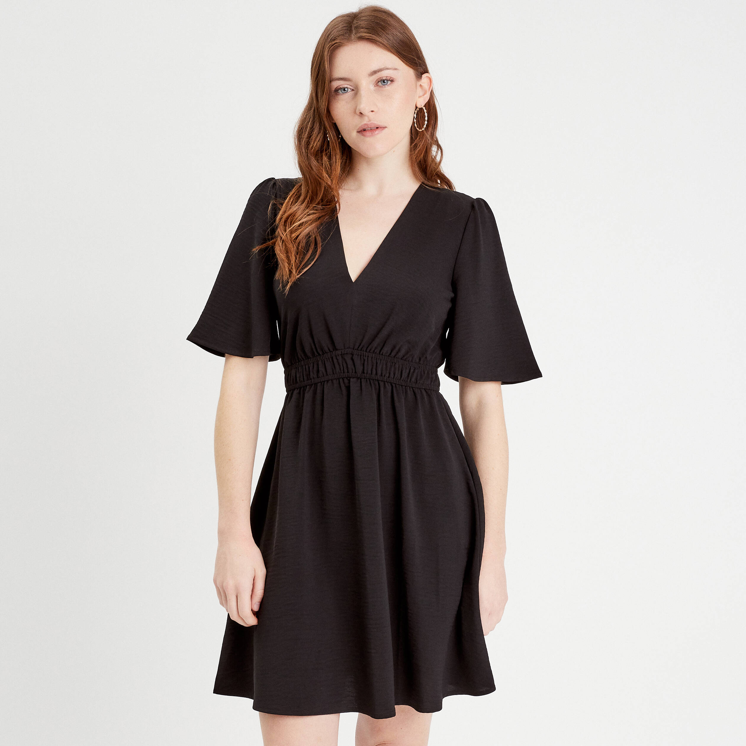 Robe évasée Robe Veste Noire Robe évasée Courte Manches Courtes