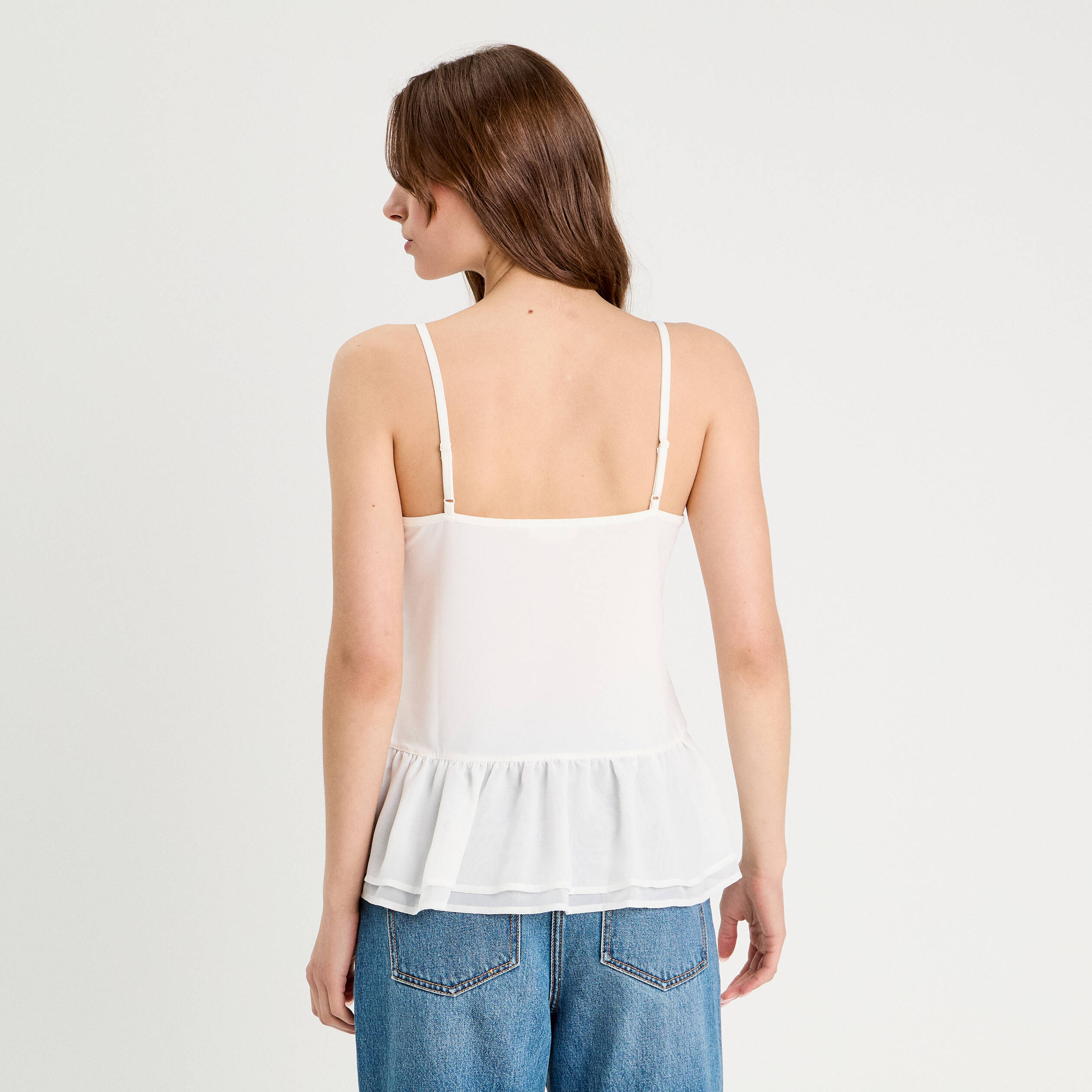 debardeur bretelles fines ecru femme Débardeur bretelles fines ecru femme