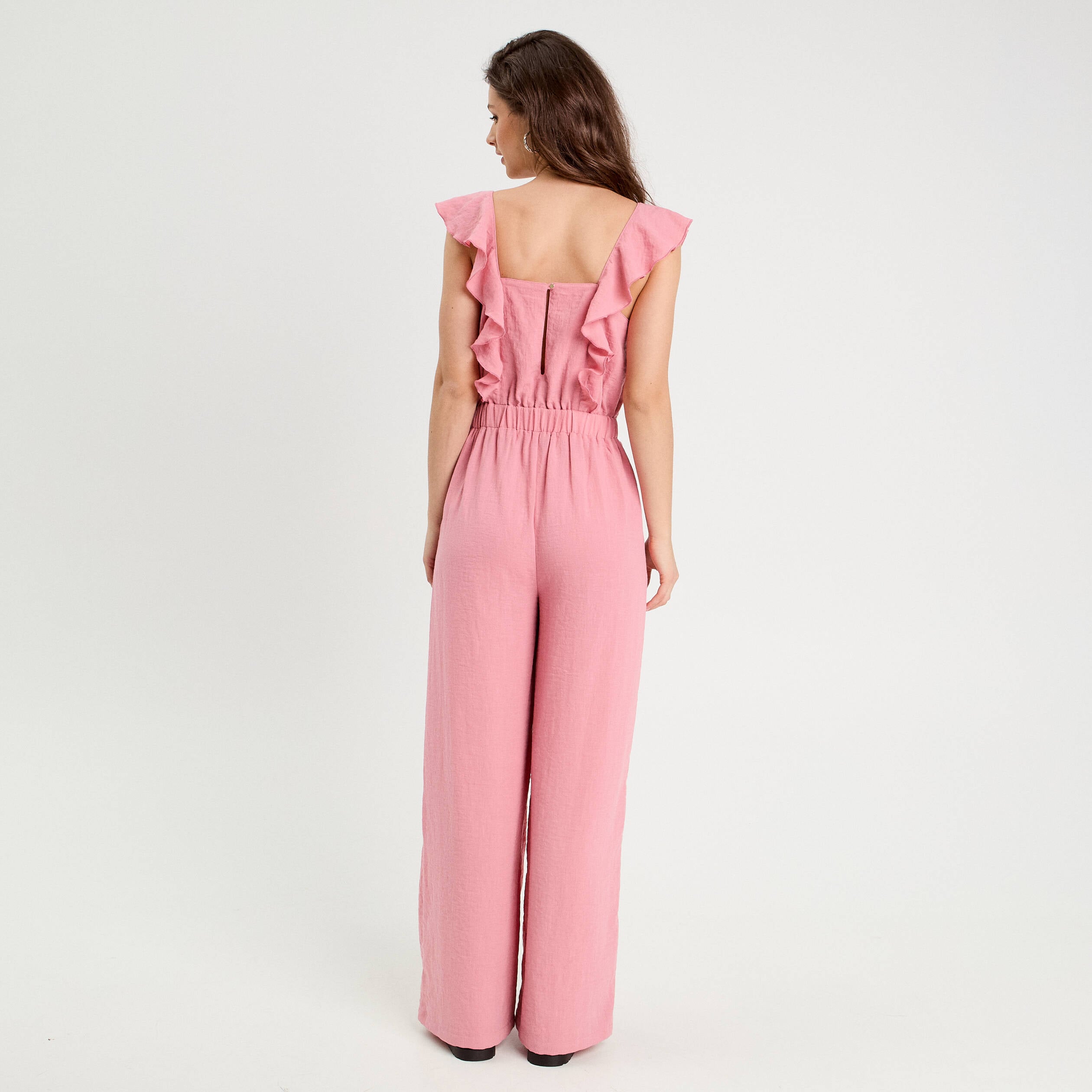 Combinaison pantalon volants vieux rose femme