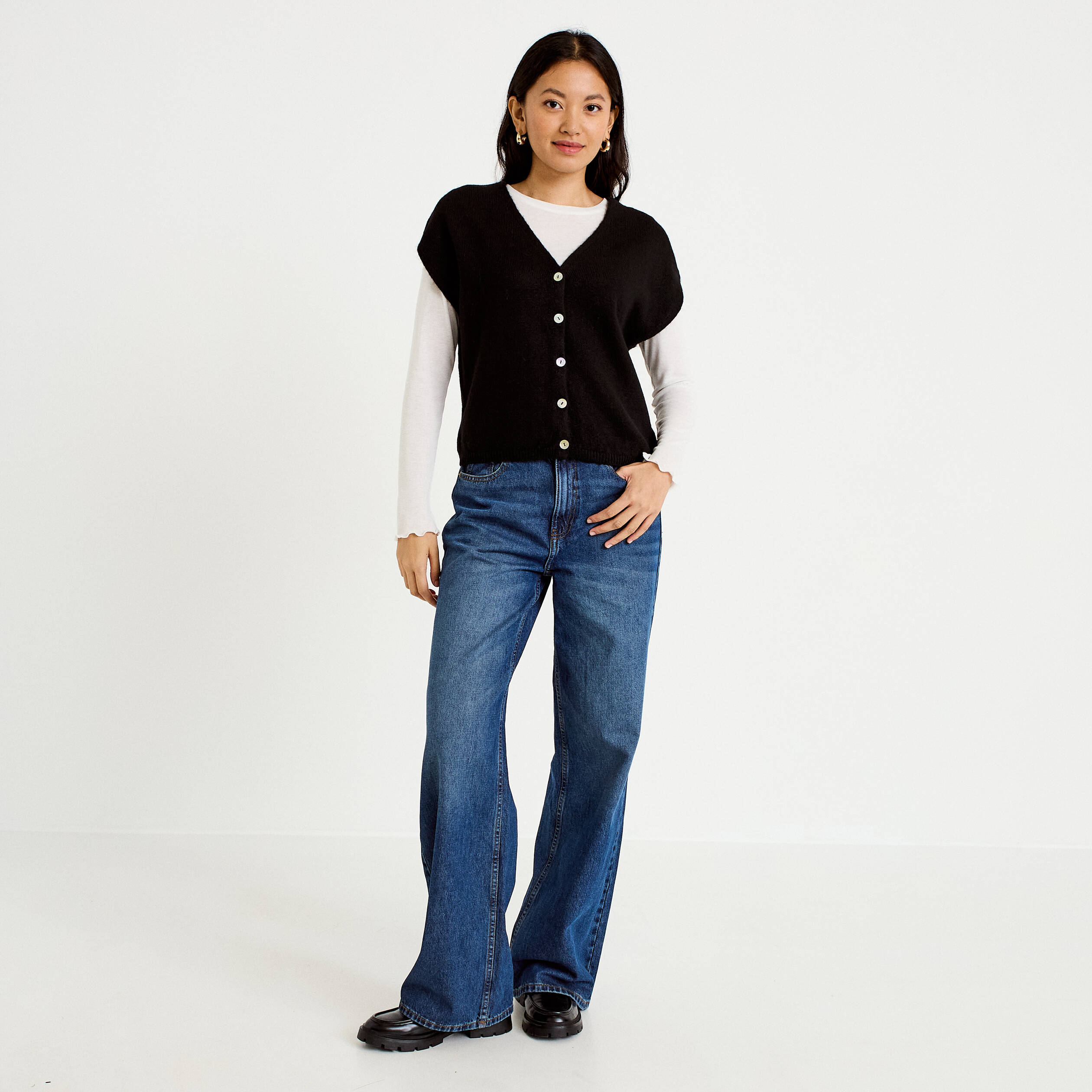 Gilet sans manches noir femme
