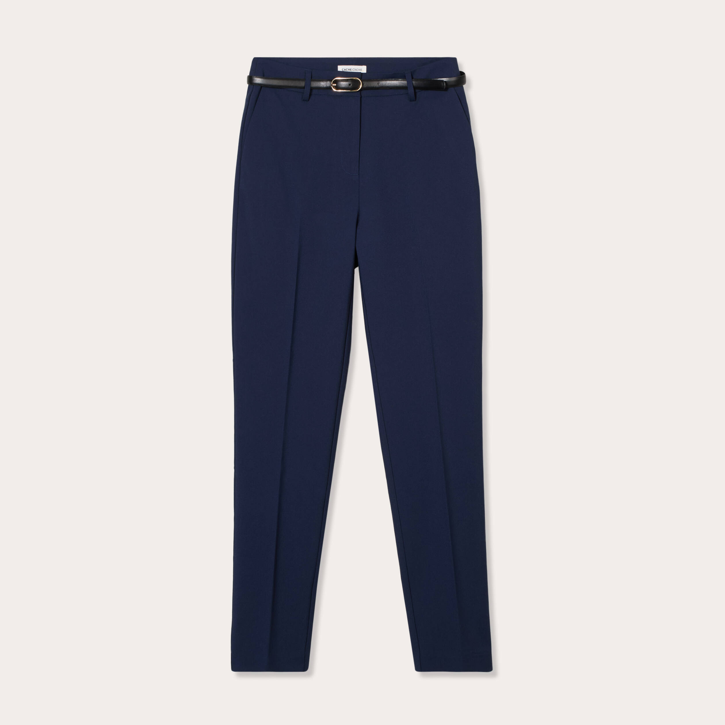pantalon homme cigarette Pantalon cigarette ceinturé bleu marine femme
