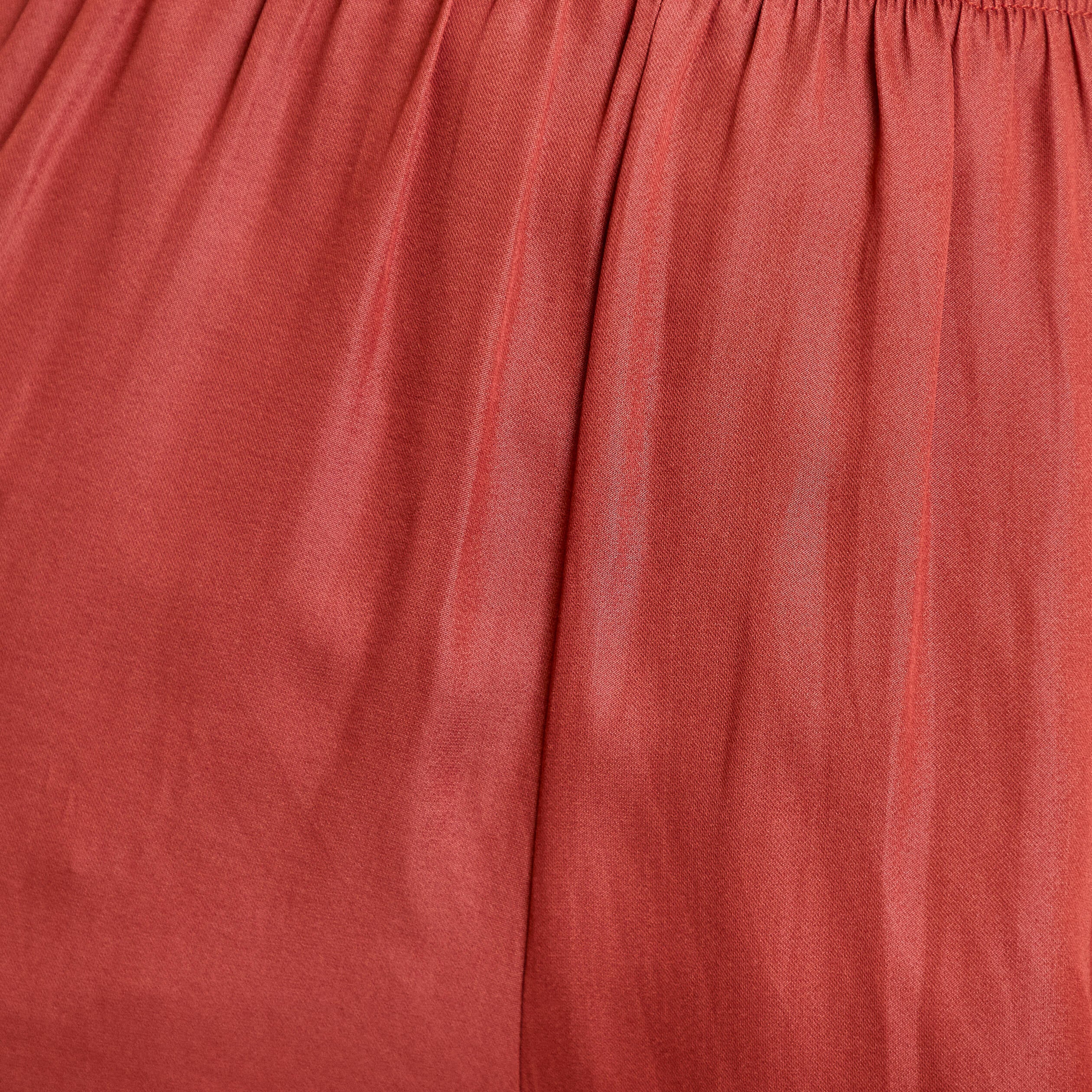 Pantalon large taille standard satin&eacute; vieux rose femme