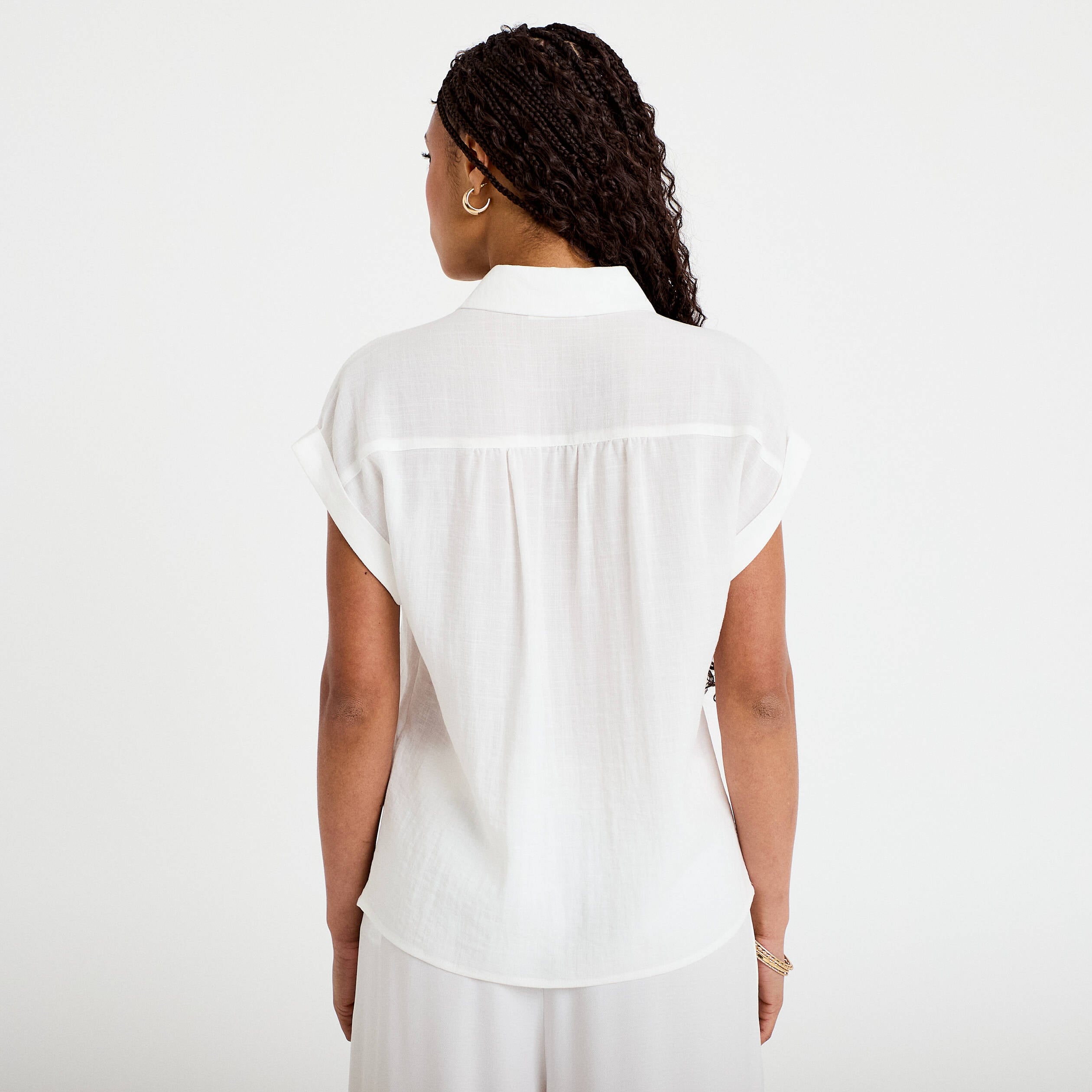 Blouse manches courtes ecru femme