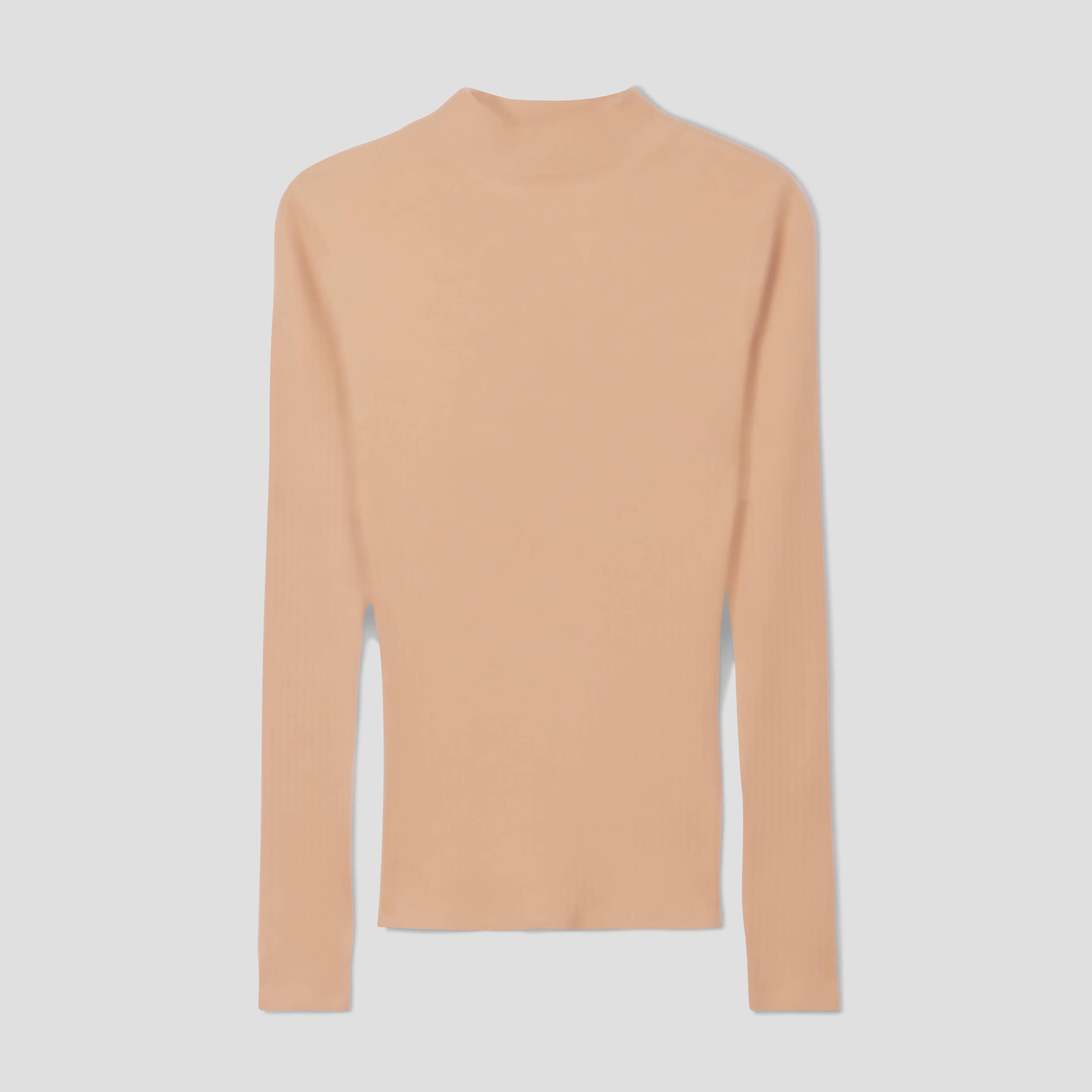 T-shirt c&ocirc;tel&eacute; col montant marron clair femme