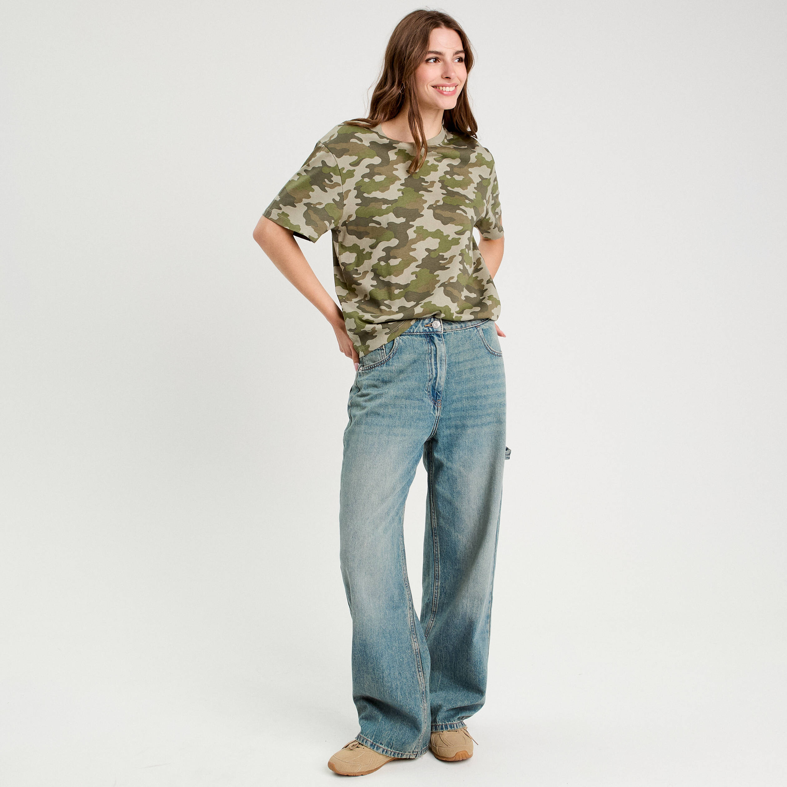 t shirt manches courtes vert kaki femme T-shirt manches courtes vert kaki femme
