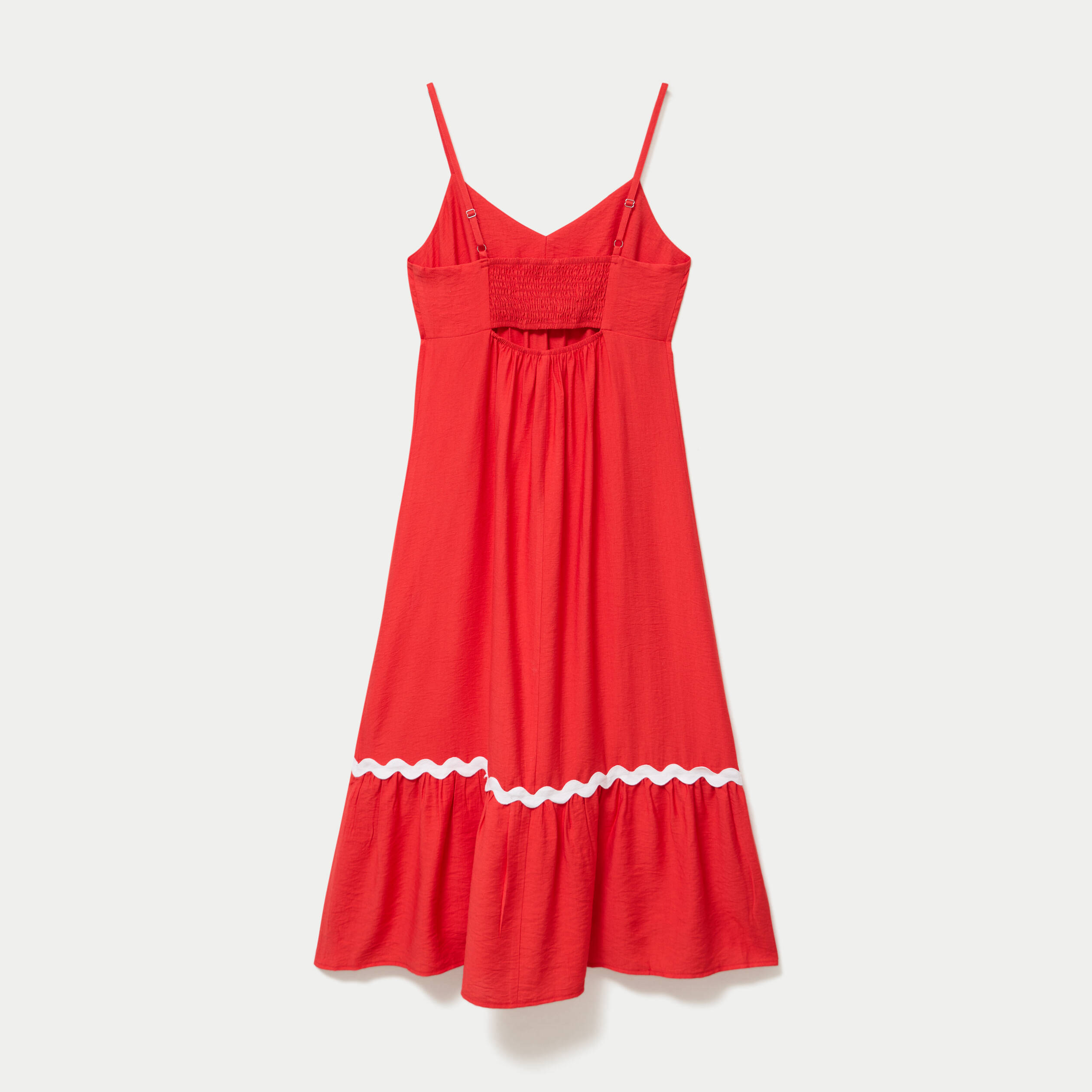 Robe longue &eacute;vas&eacute;e col v cr&ecirc;pe rouge femme