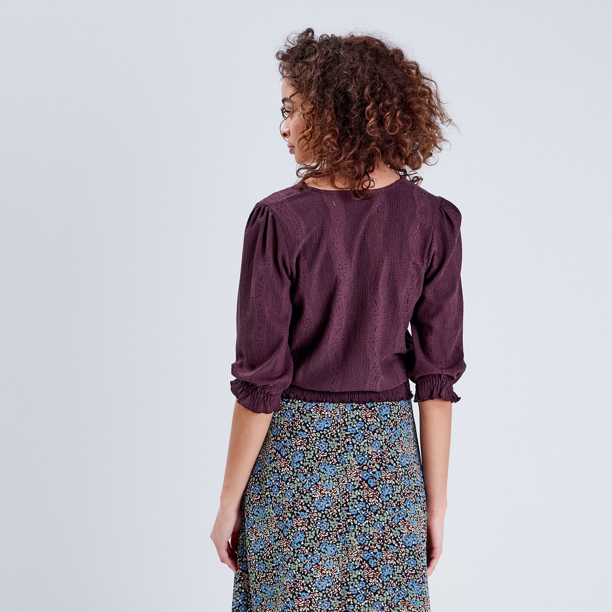 Blouse Sophie - manches 3/4 marron femme