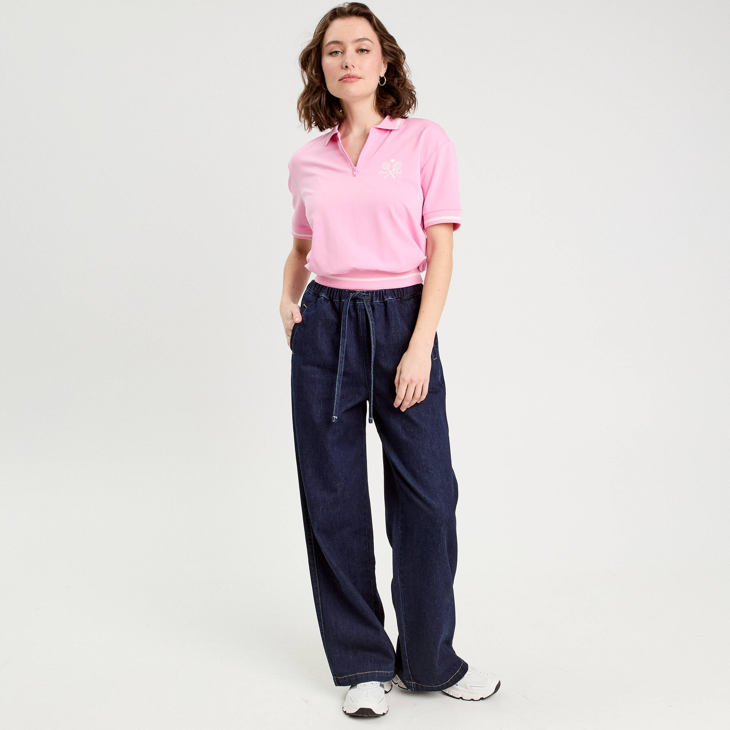 Polo manches courtes rose femme