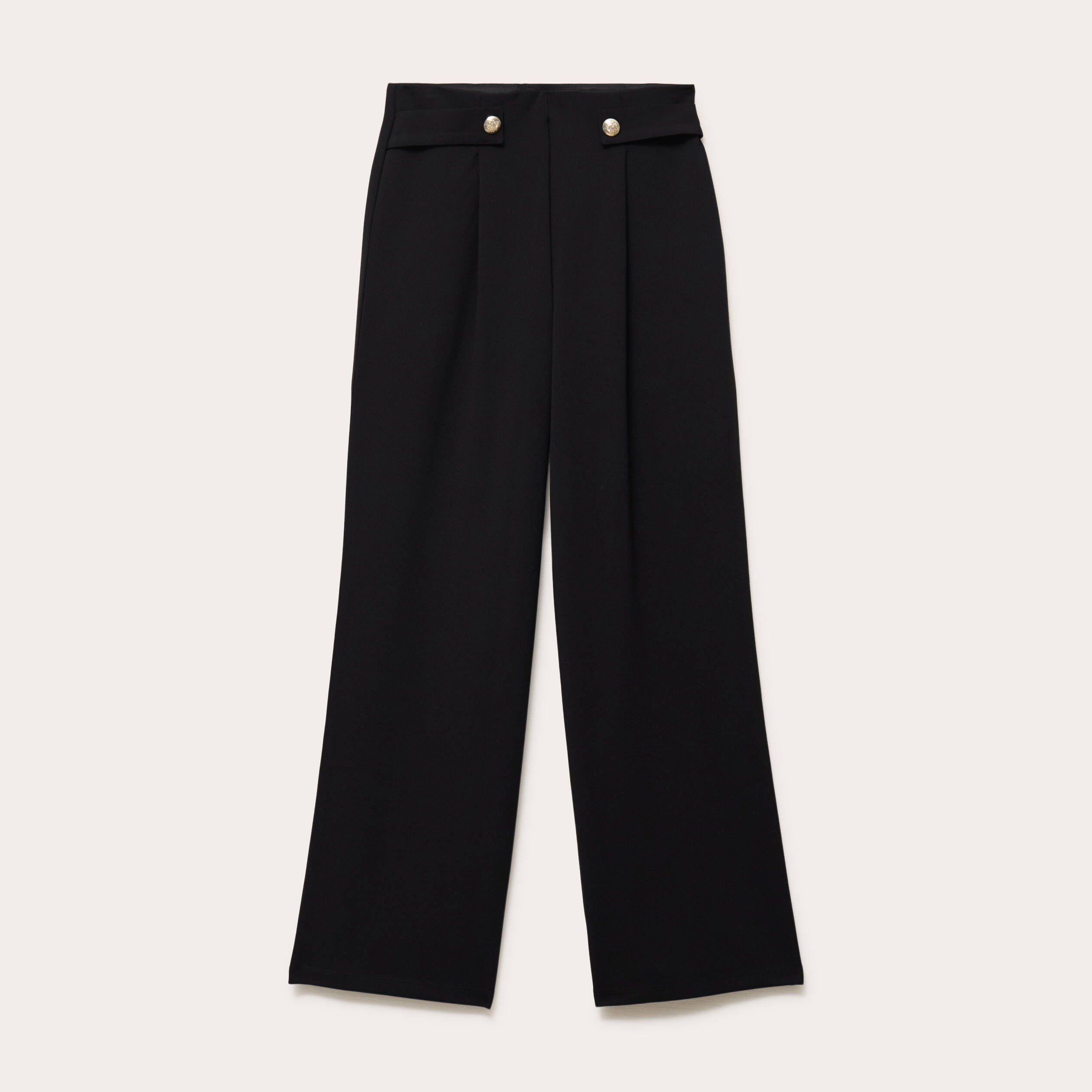Pantalon large taille haute fluide noir femme