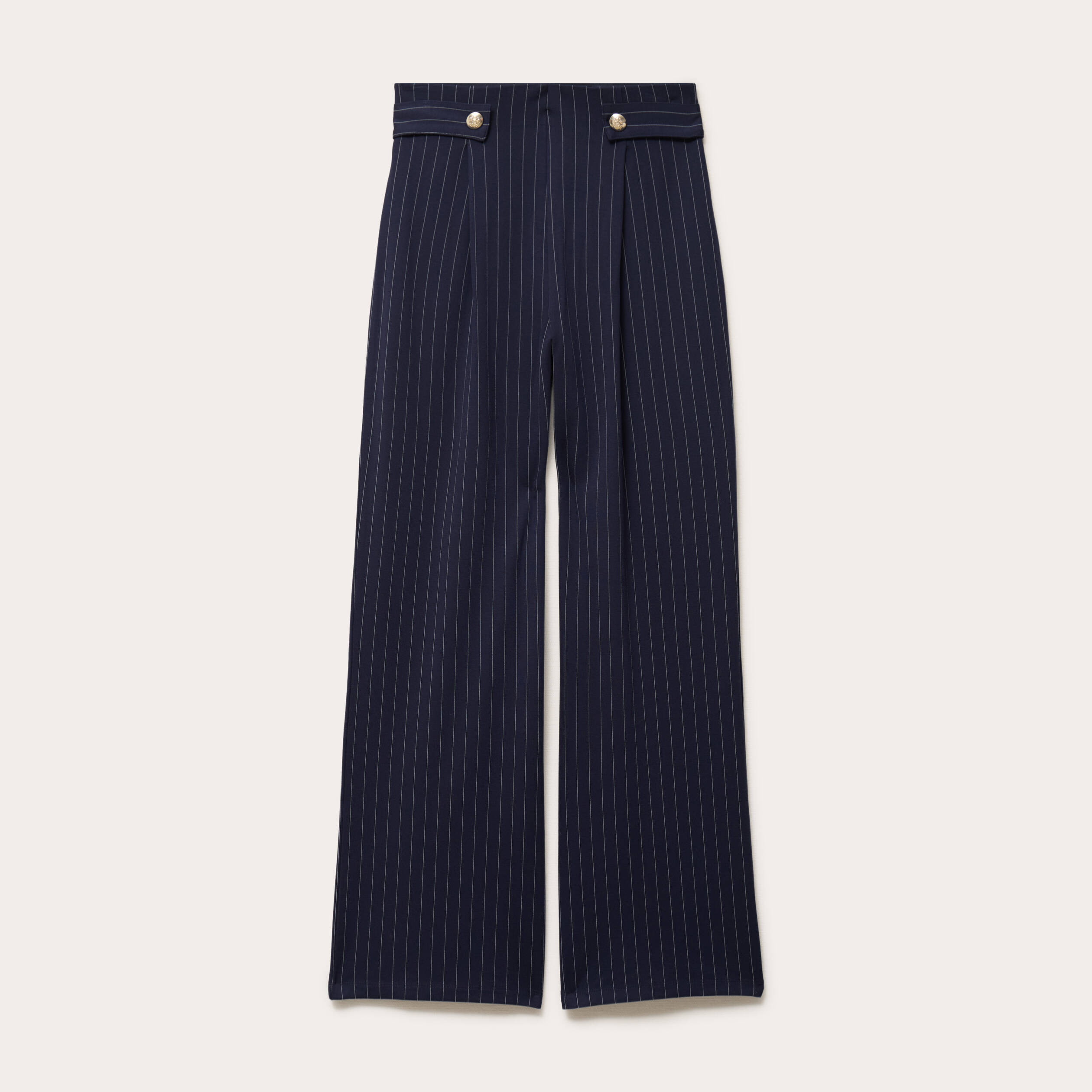 Pantalon bootcut taille haute fluide bleu fonc&eacute; femme