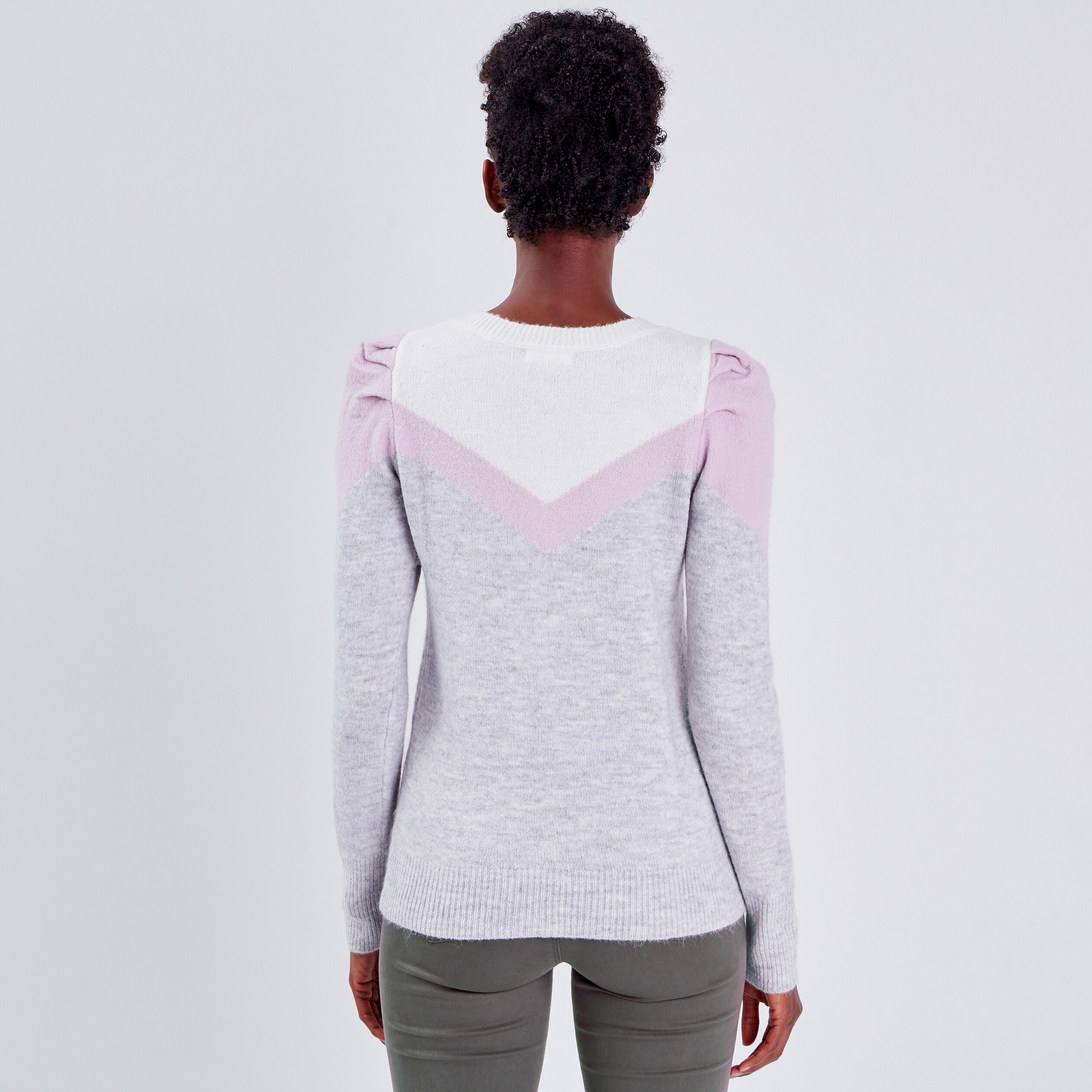 pull epaules froncees gris clair femme Pull épaules froncées gris clair femme