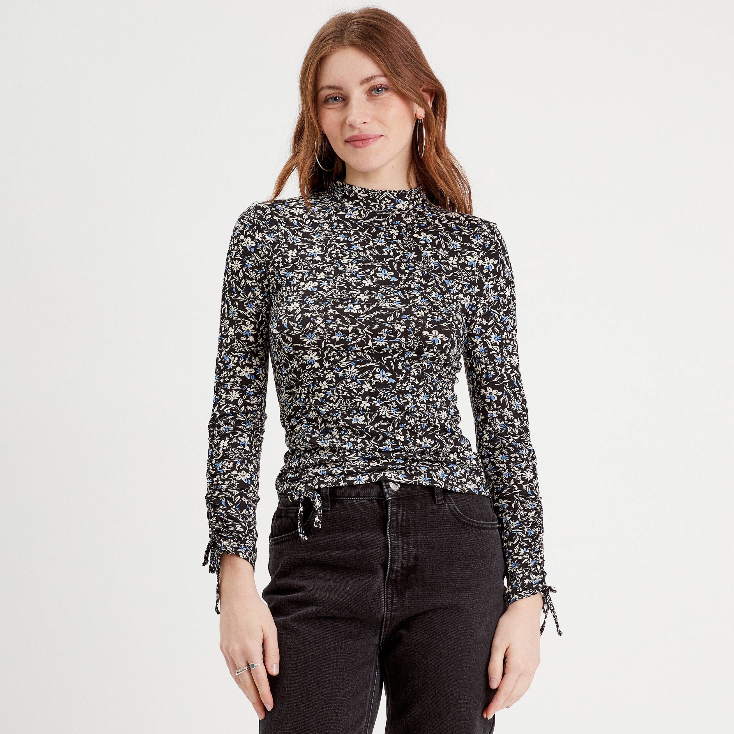 t shirt col montant noir femme T-shirt col montant noir femme