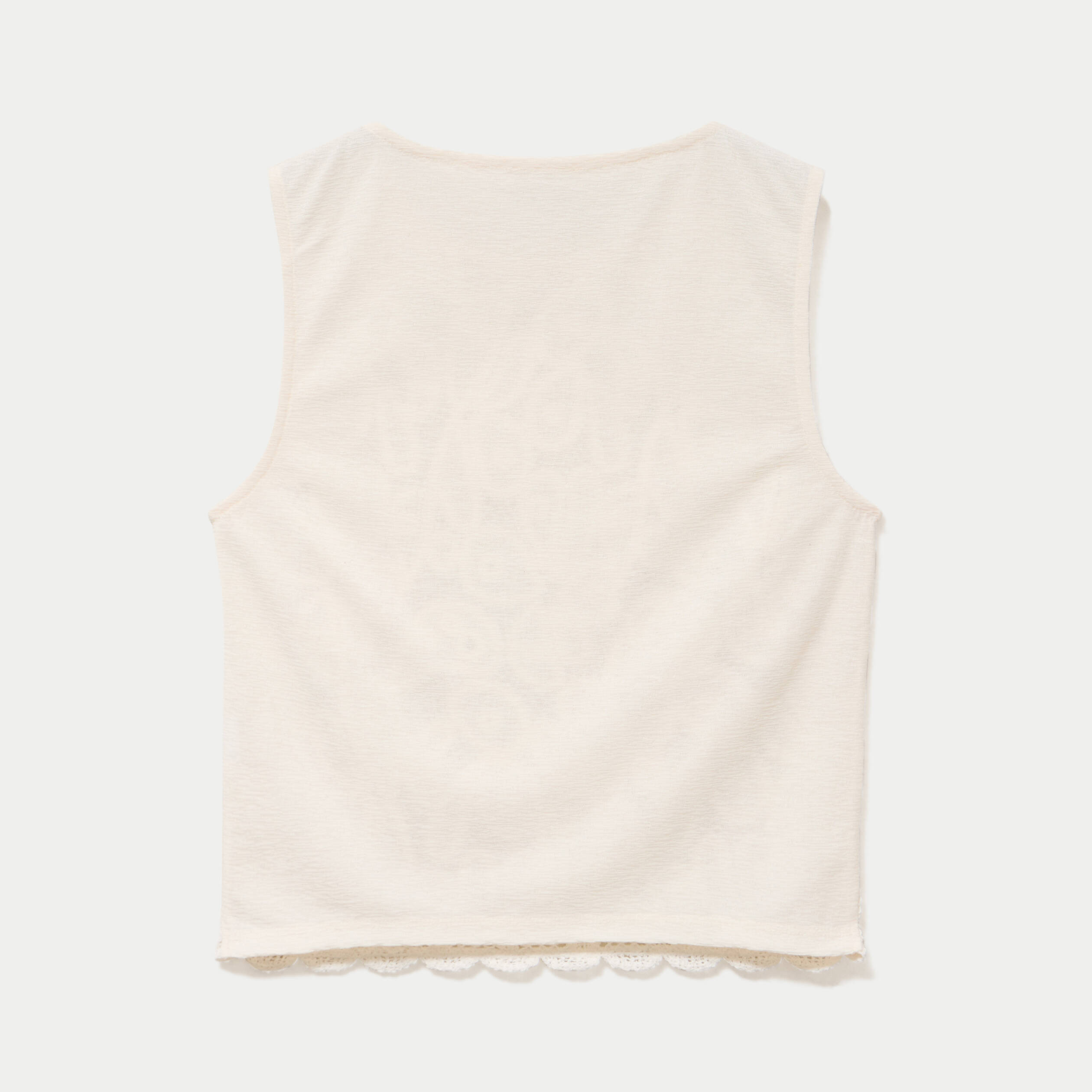 D&eacute;bardeur col rond aspect dentelle ecru femme