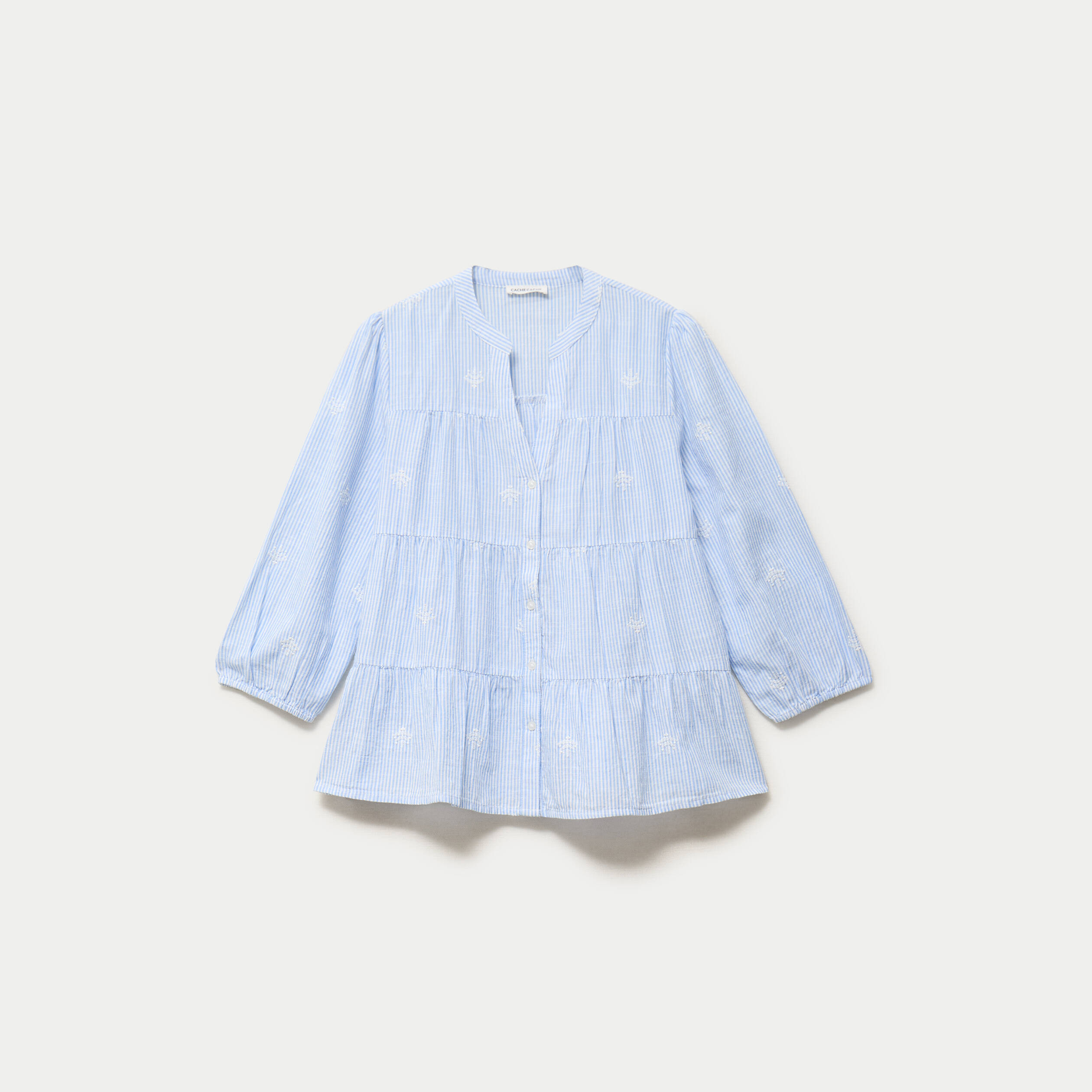 Chemise droite manches 3/4 blanc femme