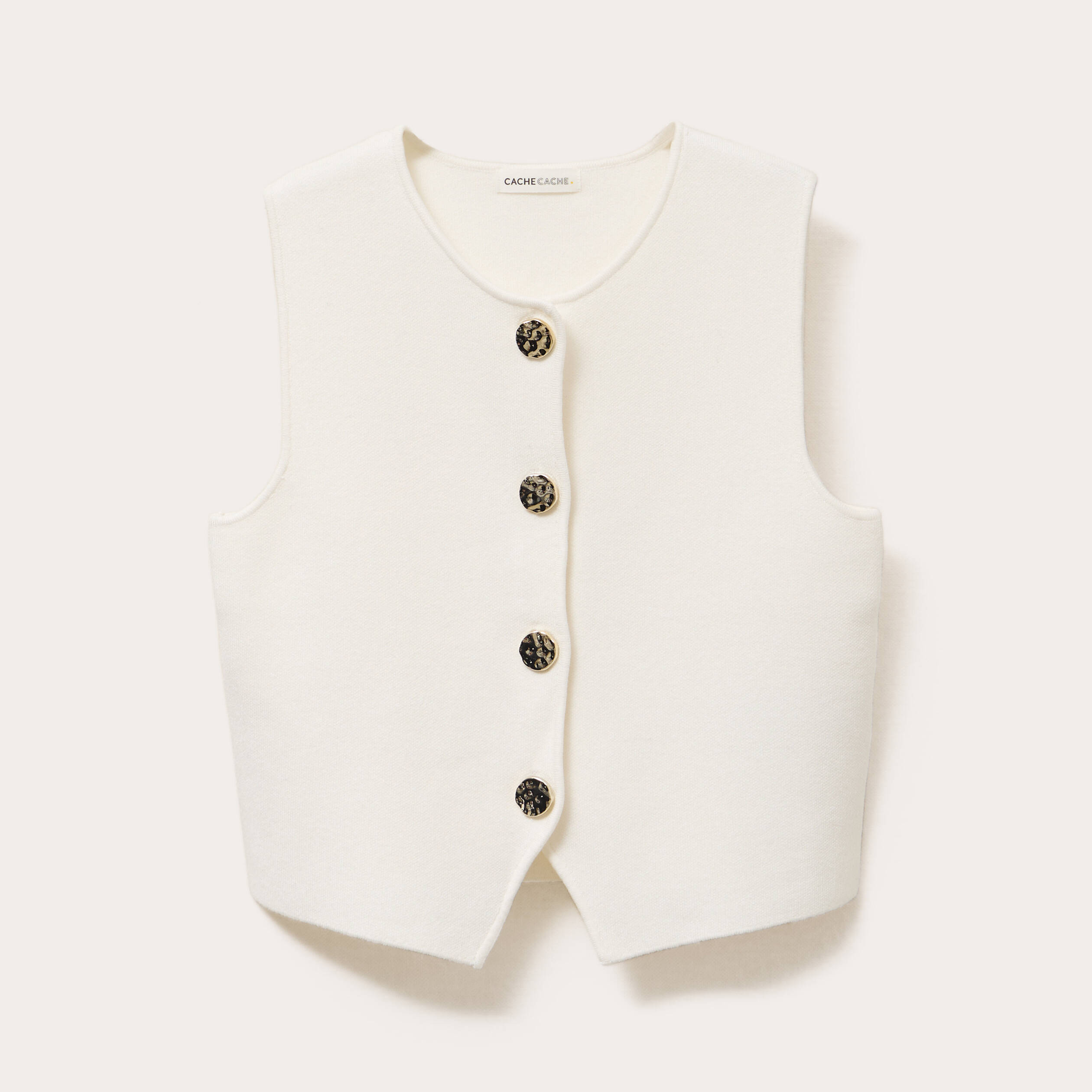 gilet sans manches cropped ecru femme Gilet sans manches cropped ecru femme